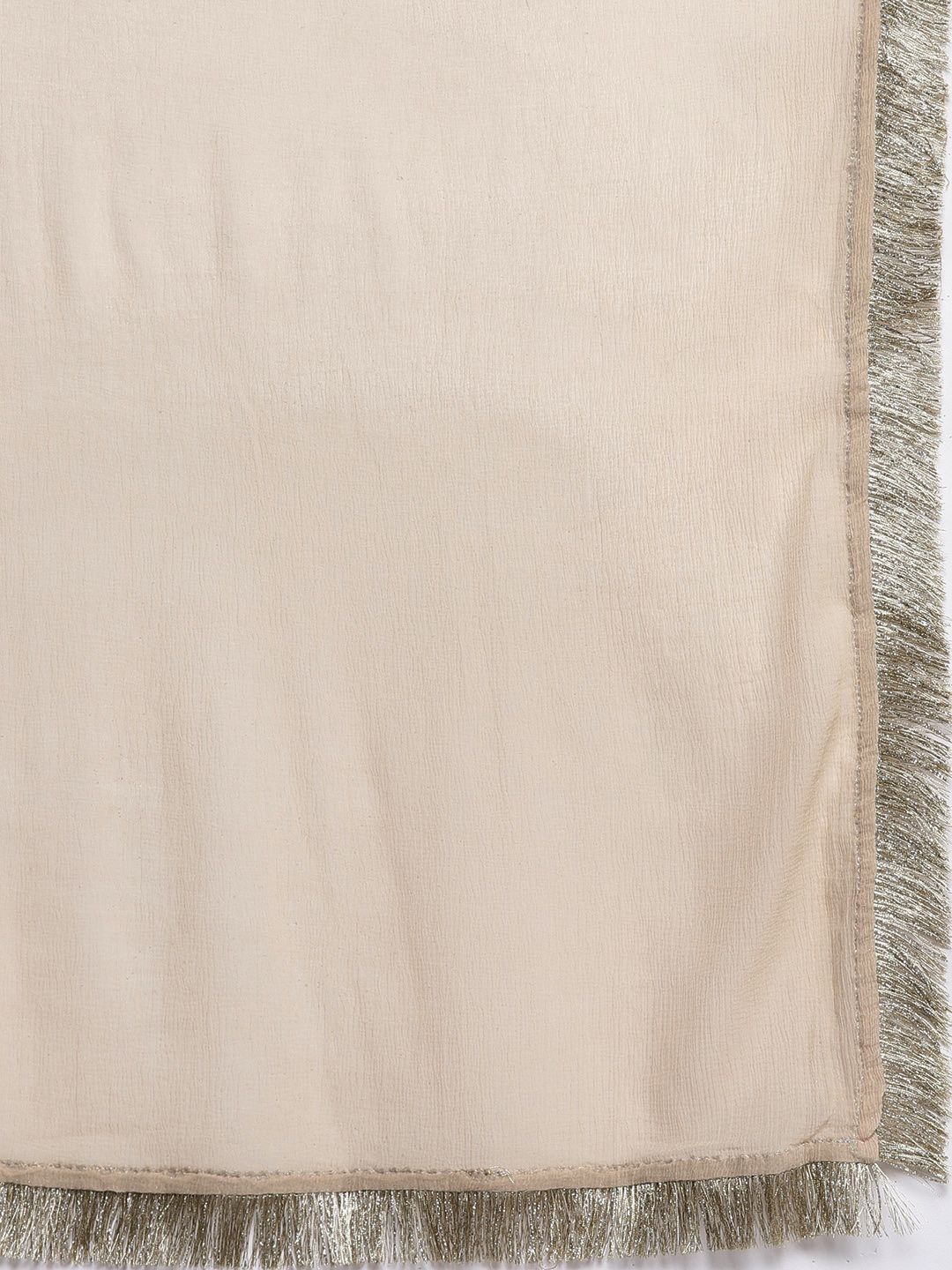 Dhiyona VA Women's Beige Sequinned Kurta with Trousers & With Dupatta