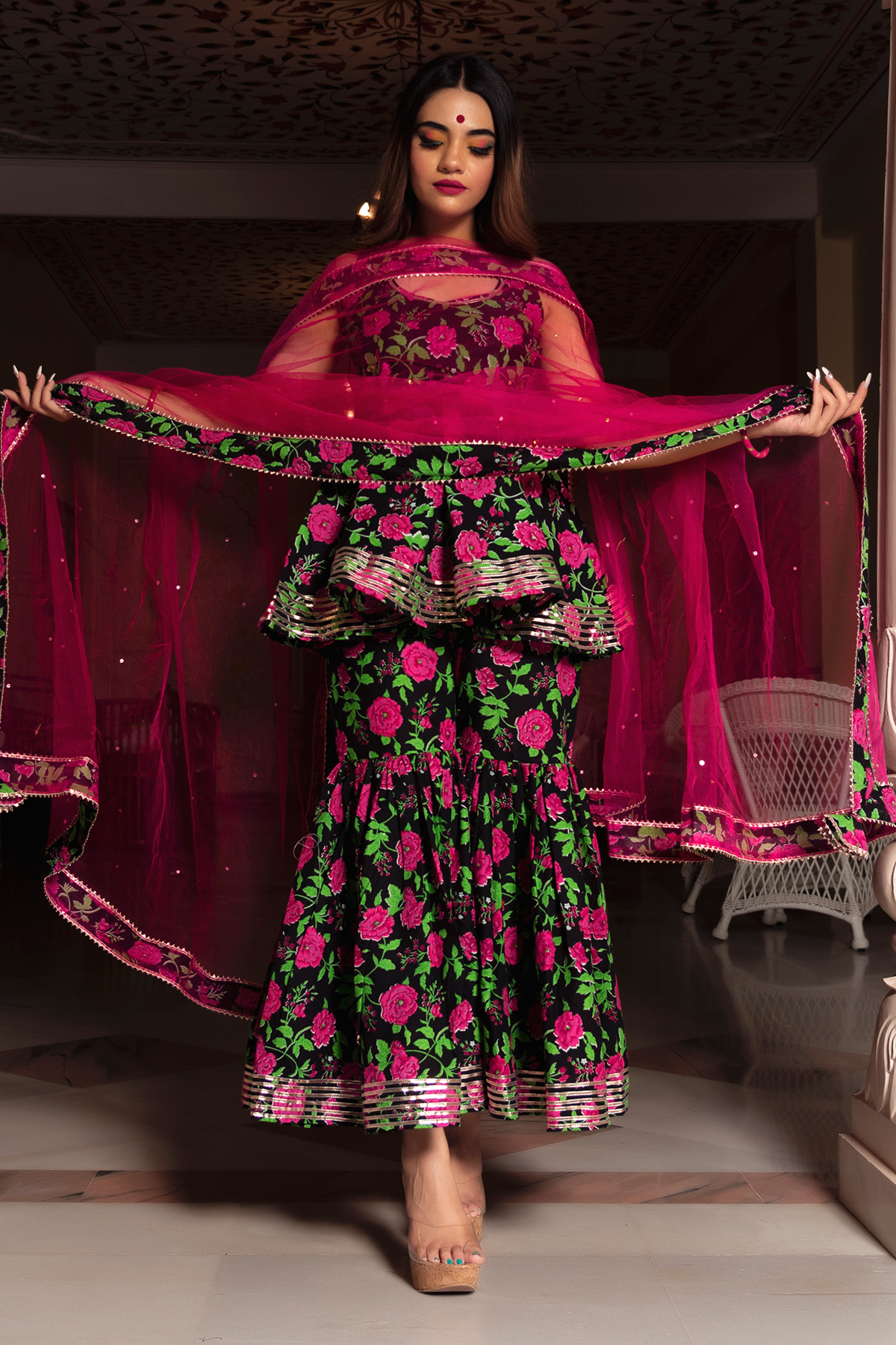 Gulmohar Cotton Hand Block Sharara Set