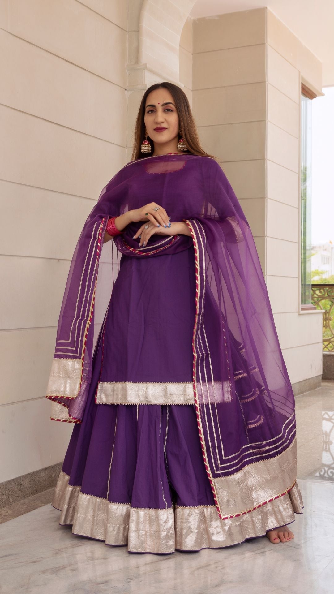 Falguni Purple Kurta Skirt Set