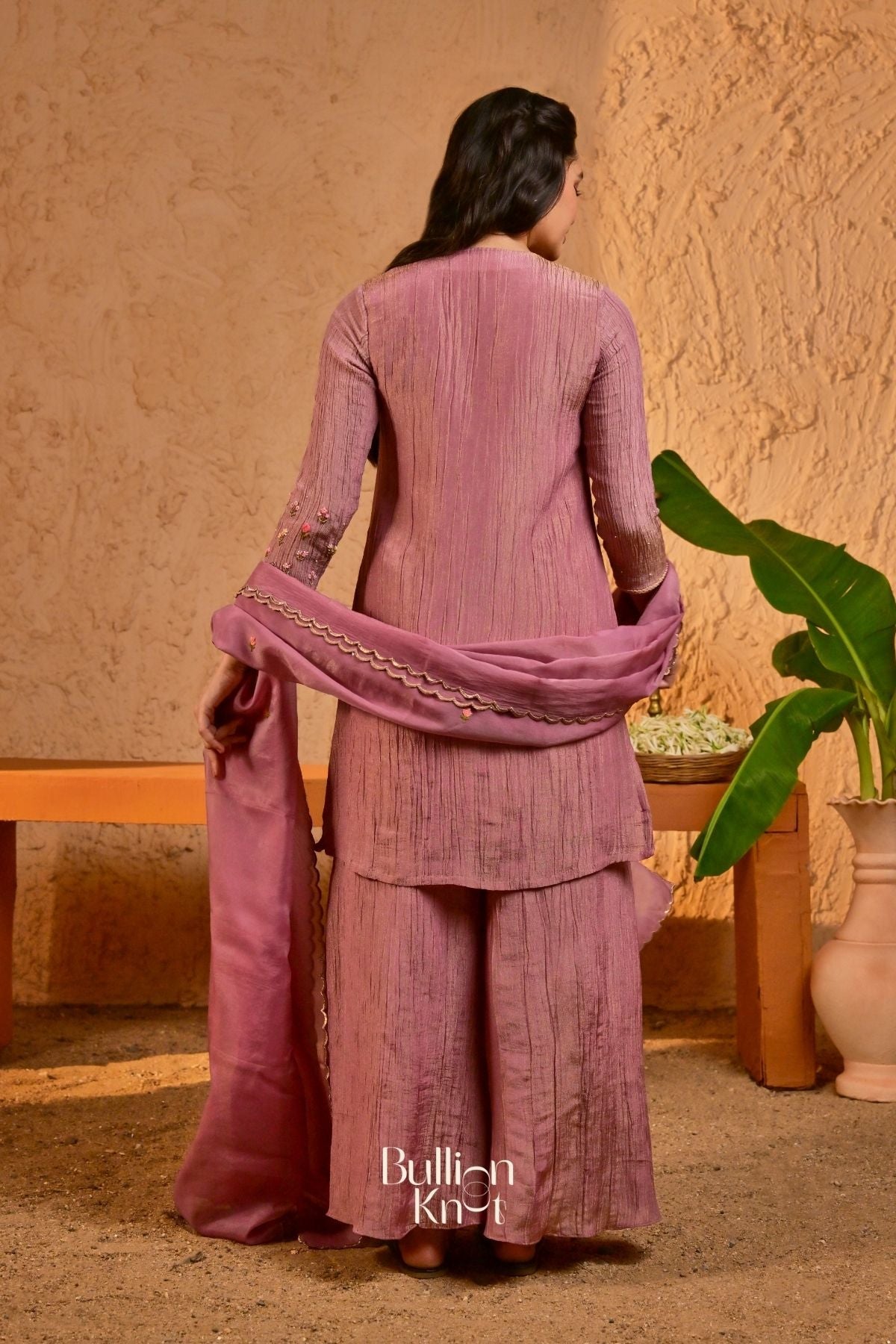 Dhiyona BN Phoolkari Lavender Thread Work Kurta Set