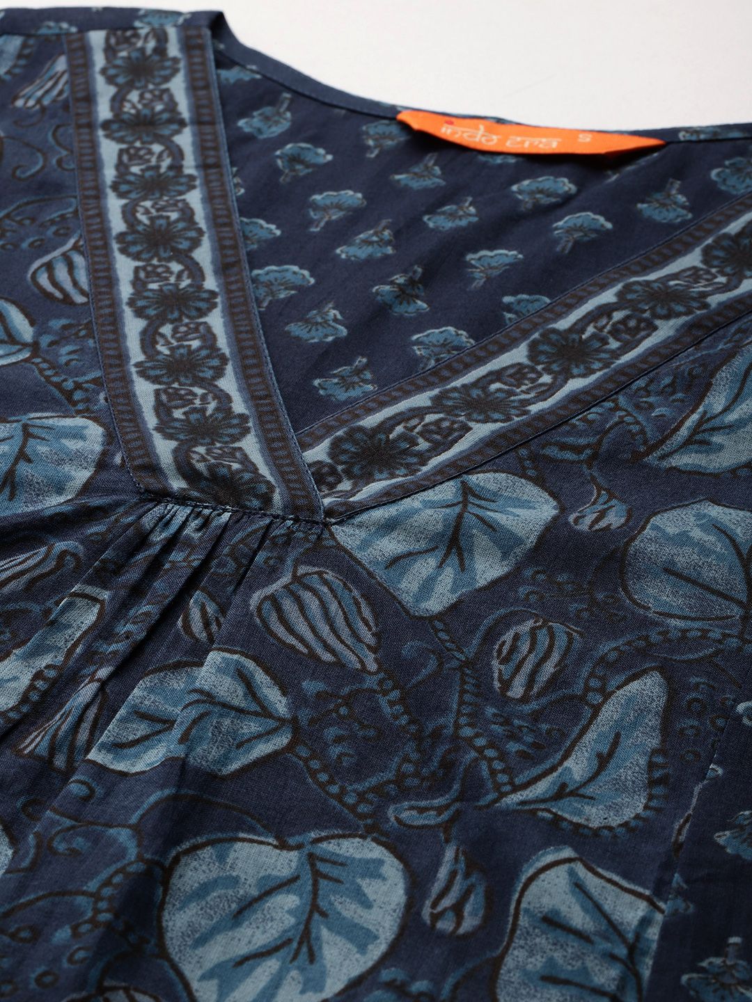 Dhiyona IE Floral Printed Panelled Pure Cotton Kurta with Trousers & With Dupatta