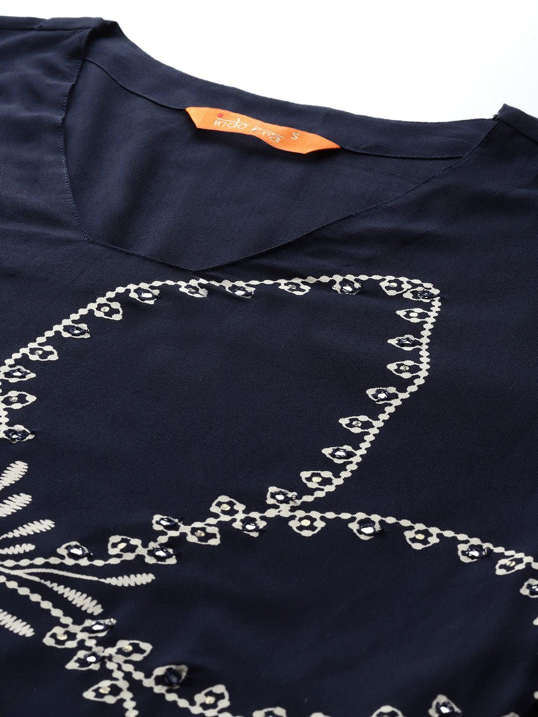 Dhiyona IE Floral Printed Mirror Work Kurta with Trousers