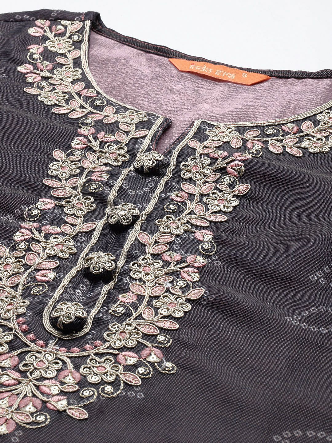 Dhiyona IE Bandhani Printed Thread Work Kurta with Trousers & With Dupatta