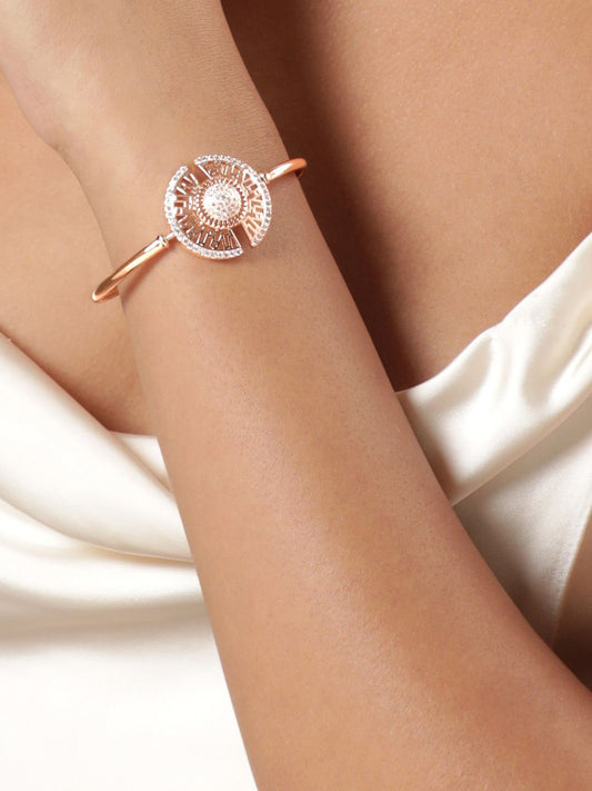 Dhiyona RJ Women's Gold-Plated Cubic Zirconia Bangle-Style Bracelet