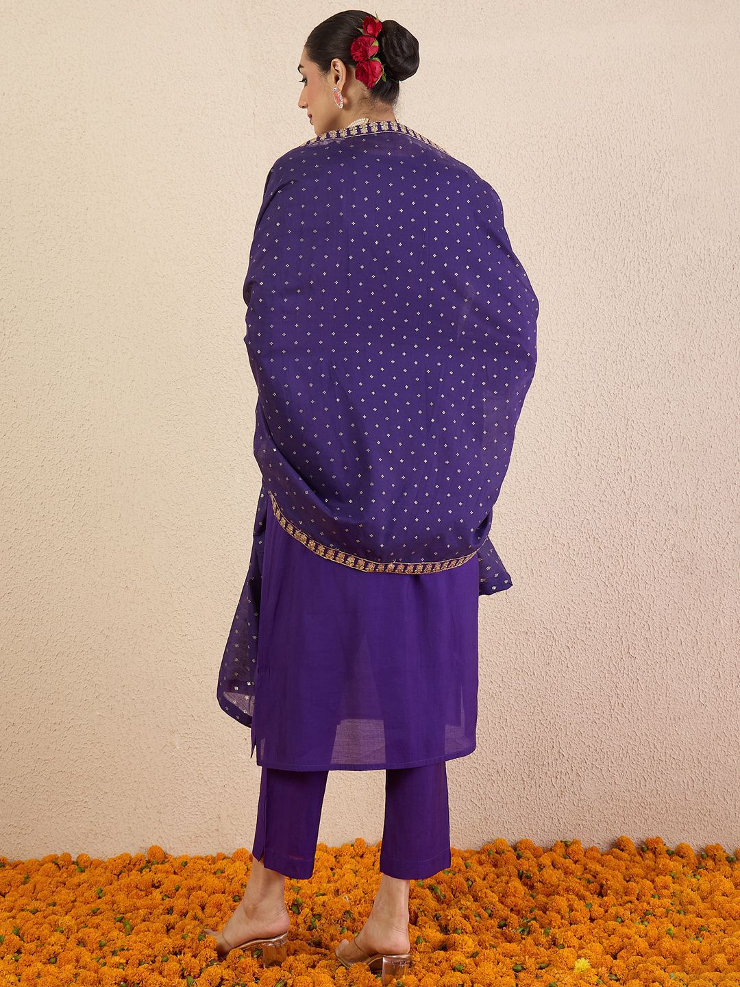 Dhiyona IE Women Solid Embroidered Kurta with Pyjama & Dupatta