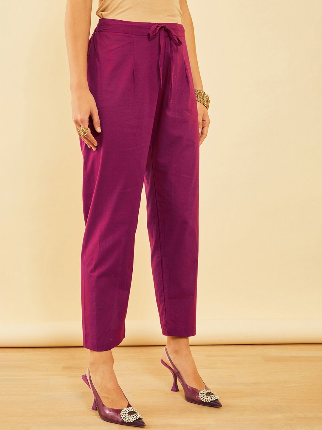 Dhiyona SO Women's Ethnic Motifs Printed Gotta Patti Chanderi Silk Kurta & Trousers With Dupatta