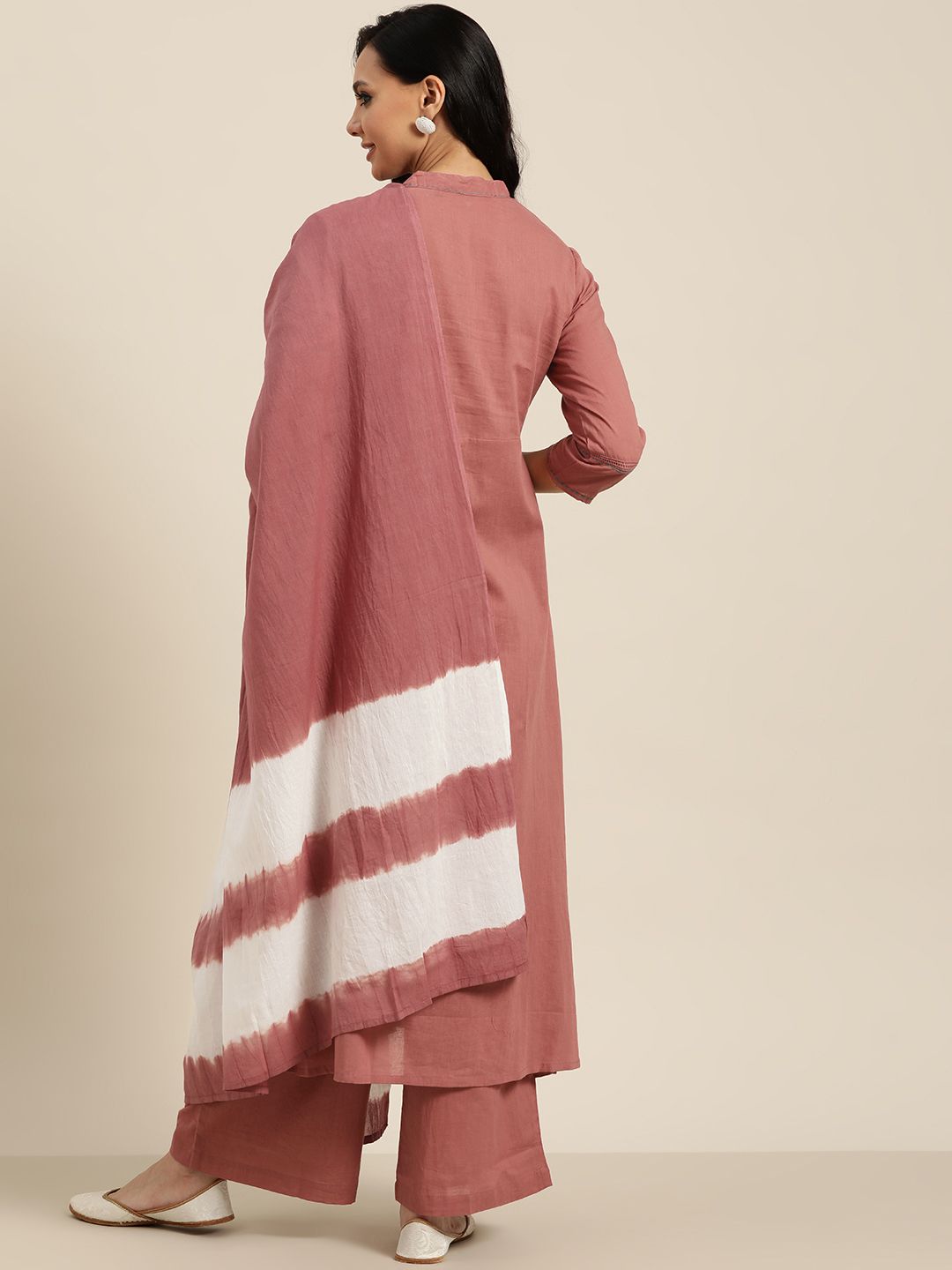 Dhiyona SN Women's Pink Pure Cotton Kurta with Palazzos & Dupatta