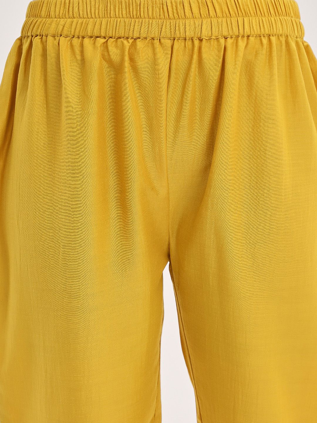 Dhiyona VA Women'sYellow Yoke Design Ethnic Motifs Straight Kurta & Trousers With Dupatta