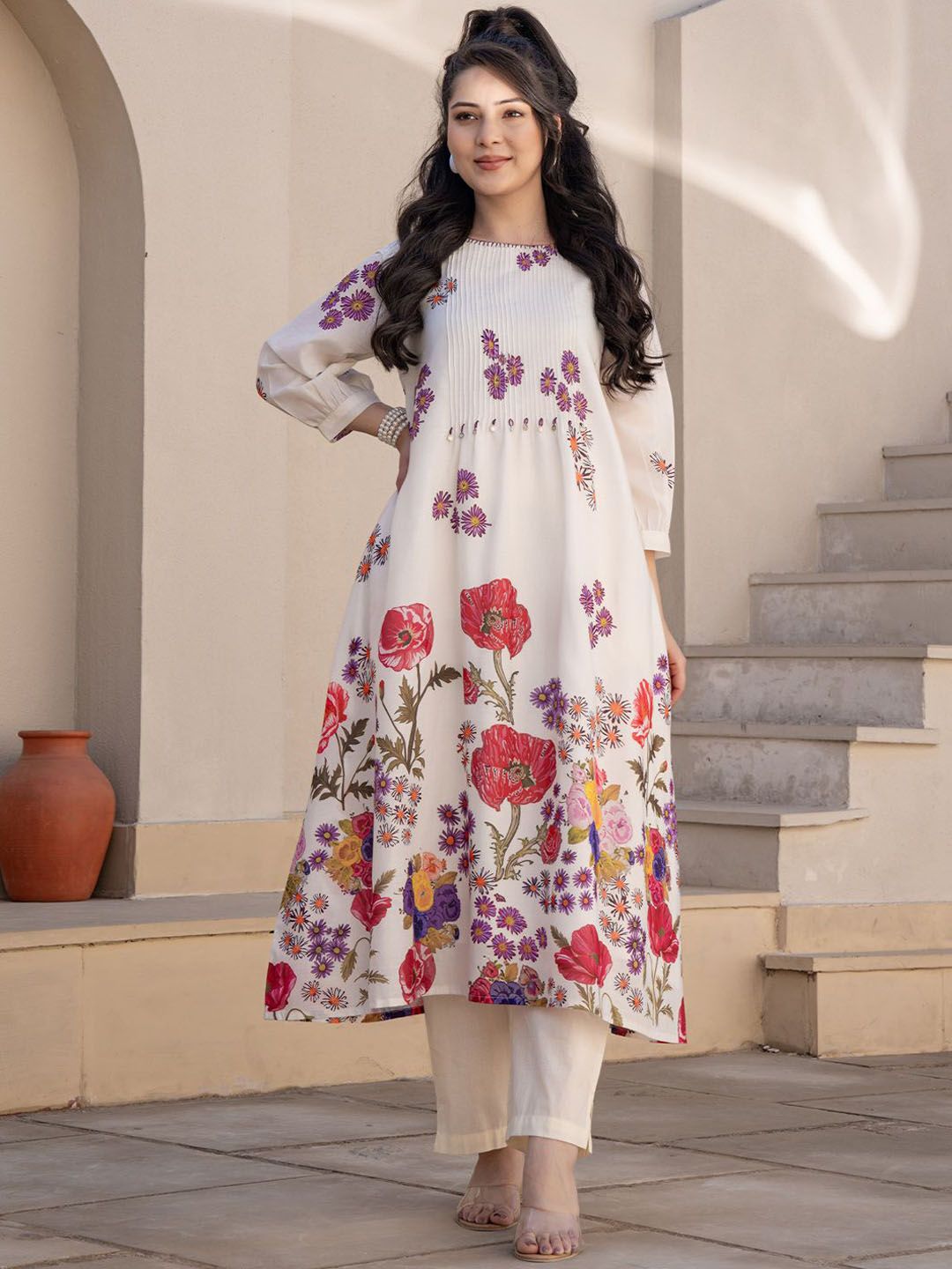 Dhiyona IE Printed A-Line Tunic & Trousers Co-Ord Set