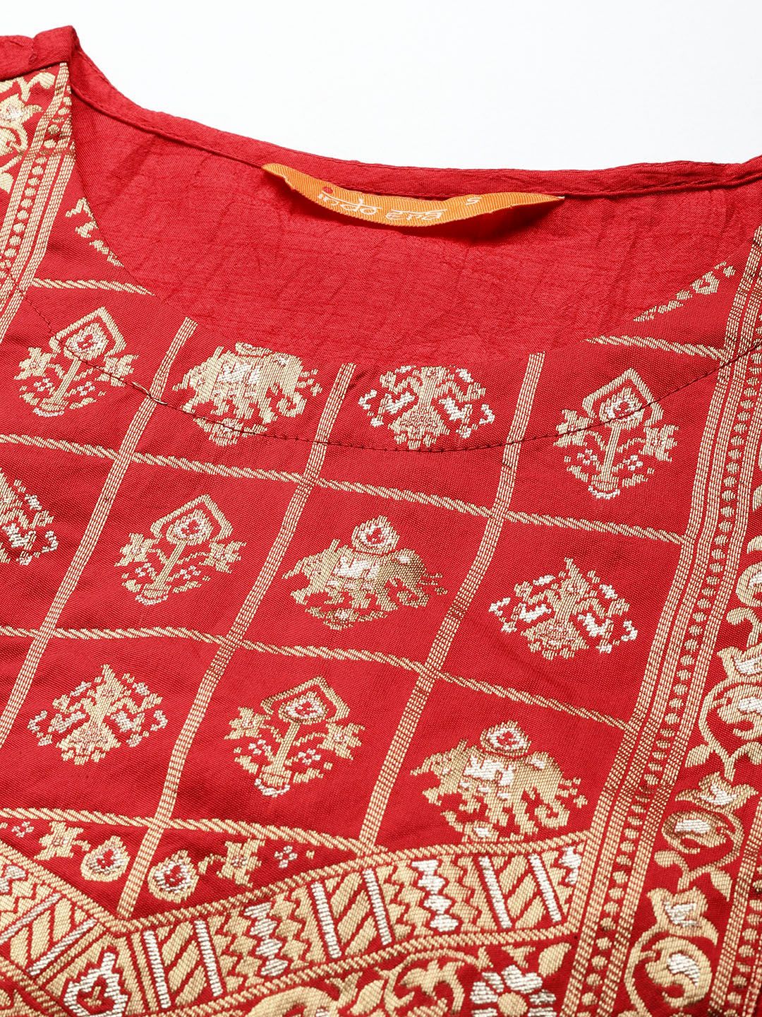 Dhiyona IE Ethnic Motifs Yoke Design Gotta Patti Detail Straight Kurta
