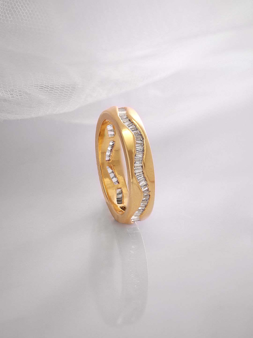 Dhiyona RJ Women's 18K Gold-Plated CZ-Studded Finger Ring