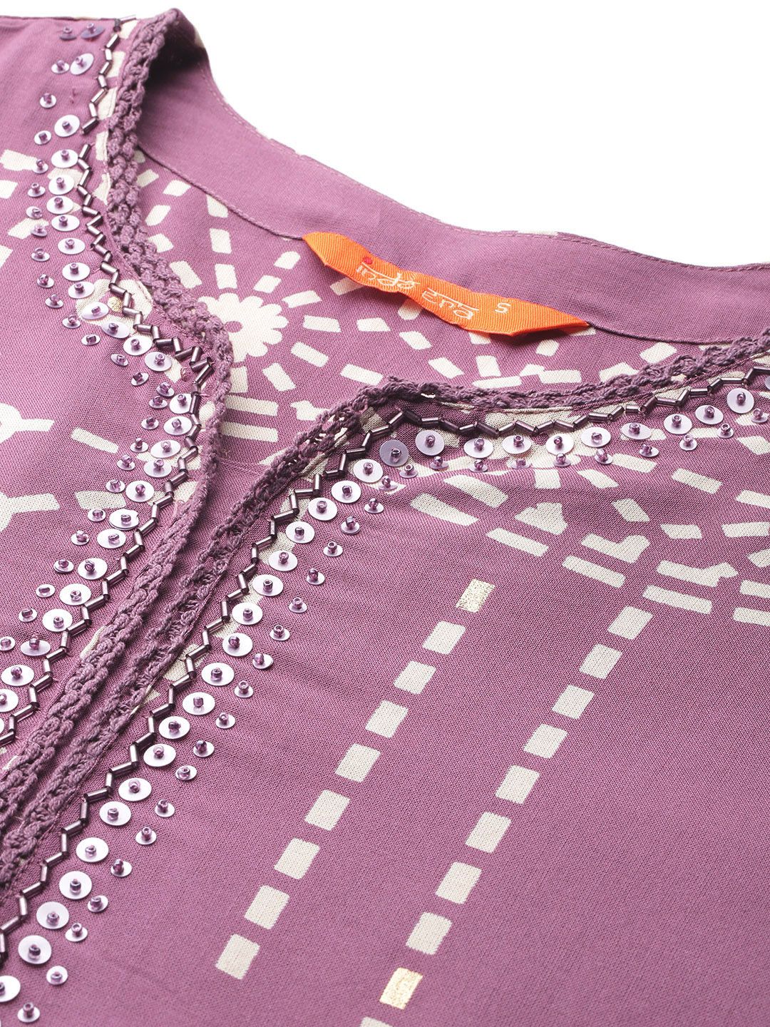 Dhiyona IE Printed Beads & Stones Kurta with Palazzos
