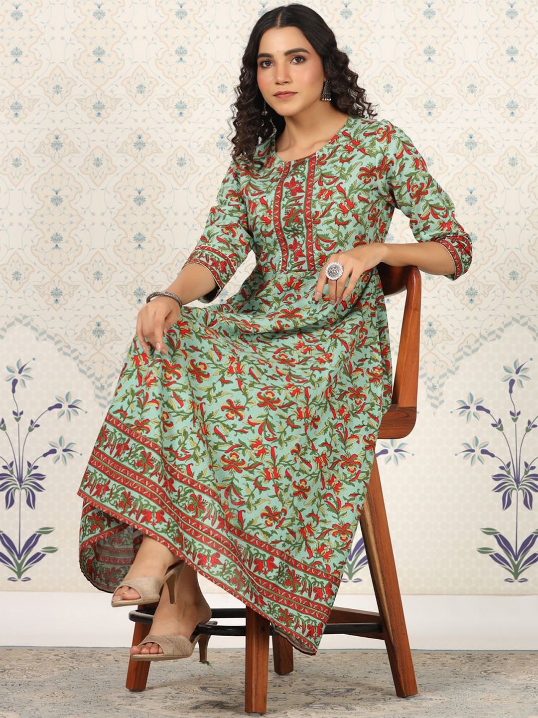 Dhiyona OD  Floral Printed Anarkali Kurta