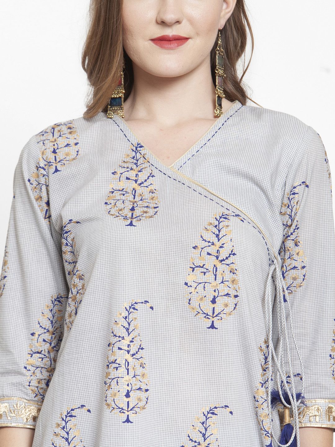 Dhiyona VA Women's Grey Printed Kurta with Sharara