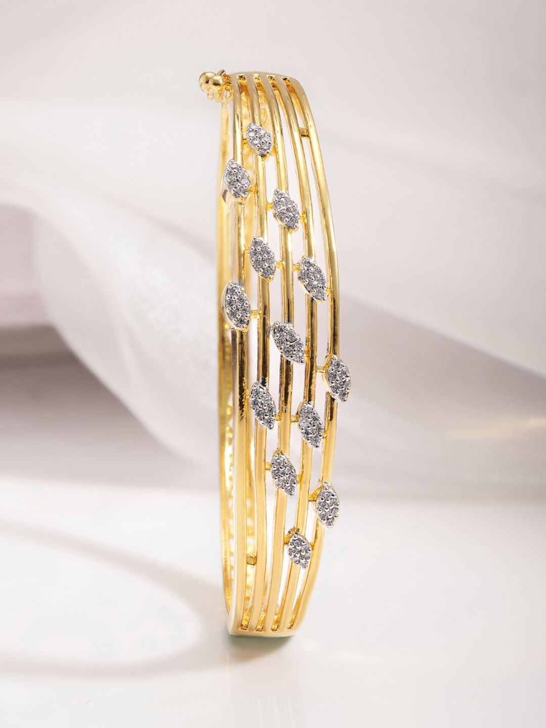 Dhiyona RJ Women's 22KT Gold-Plated Cubic Zirconia Studded Bangle-Style Bracelet