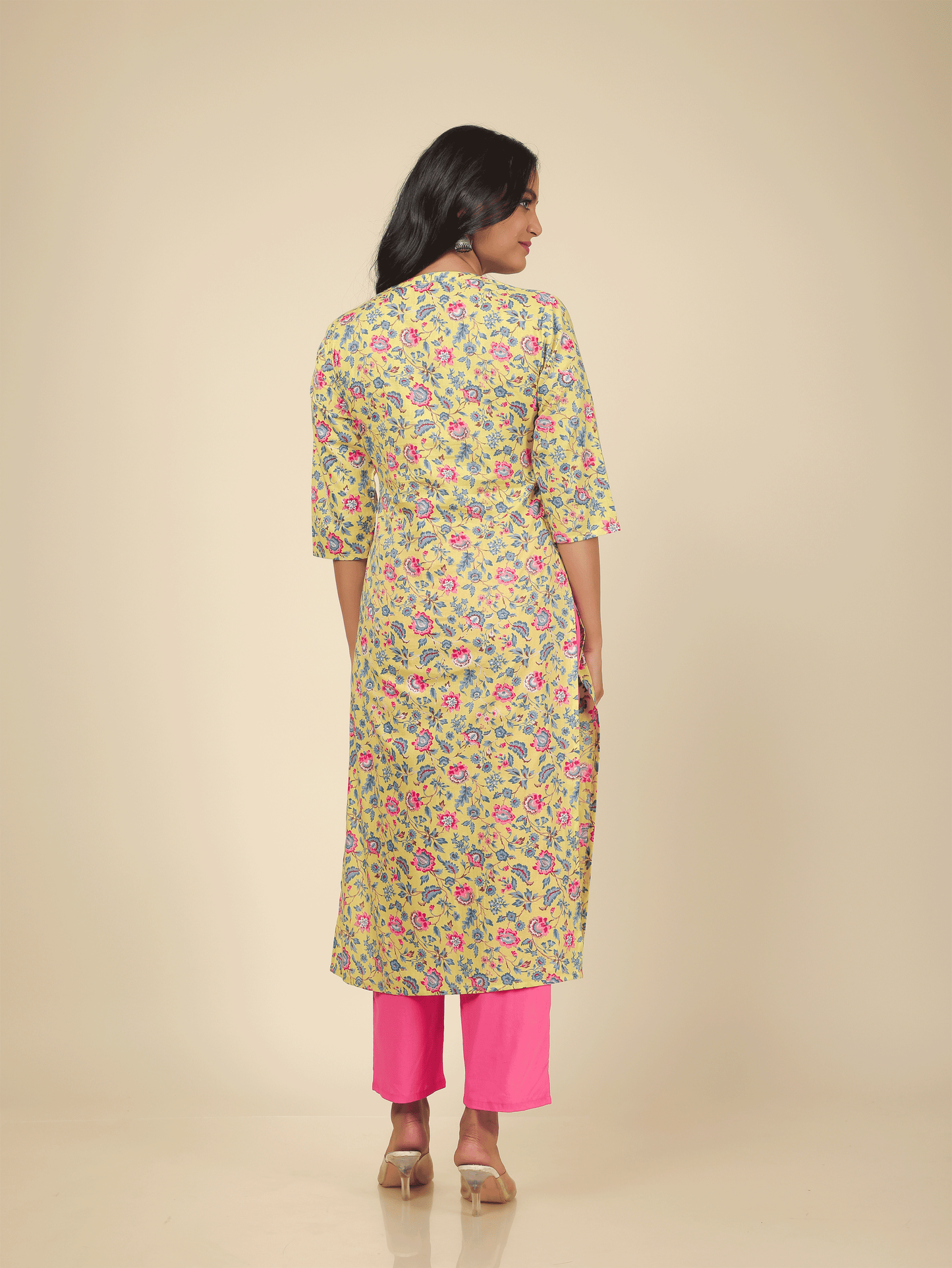 Women's Cotton Yellow Straight Kurta