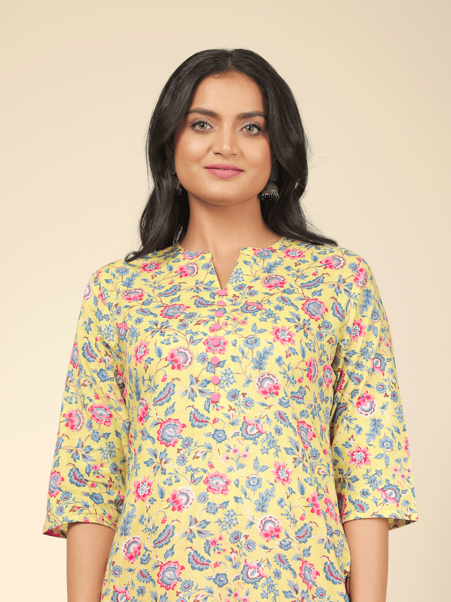 Women's Cotton Yellow Straight Kurta