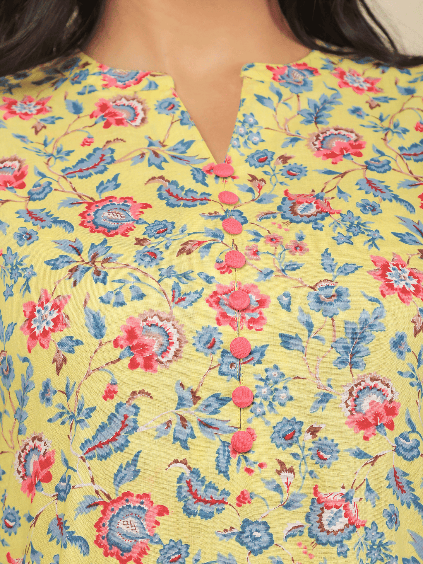 Women's Cotton Yellow Straight Kurta