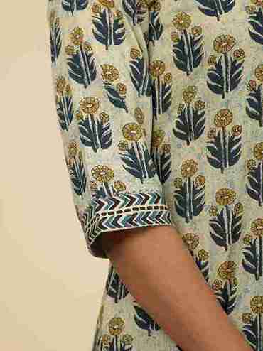 Women's Cotton Off White Straight Kurta