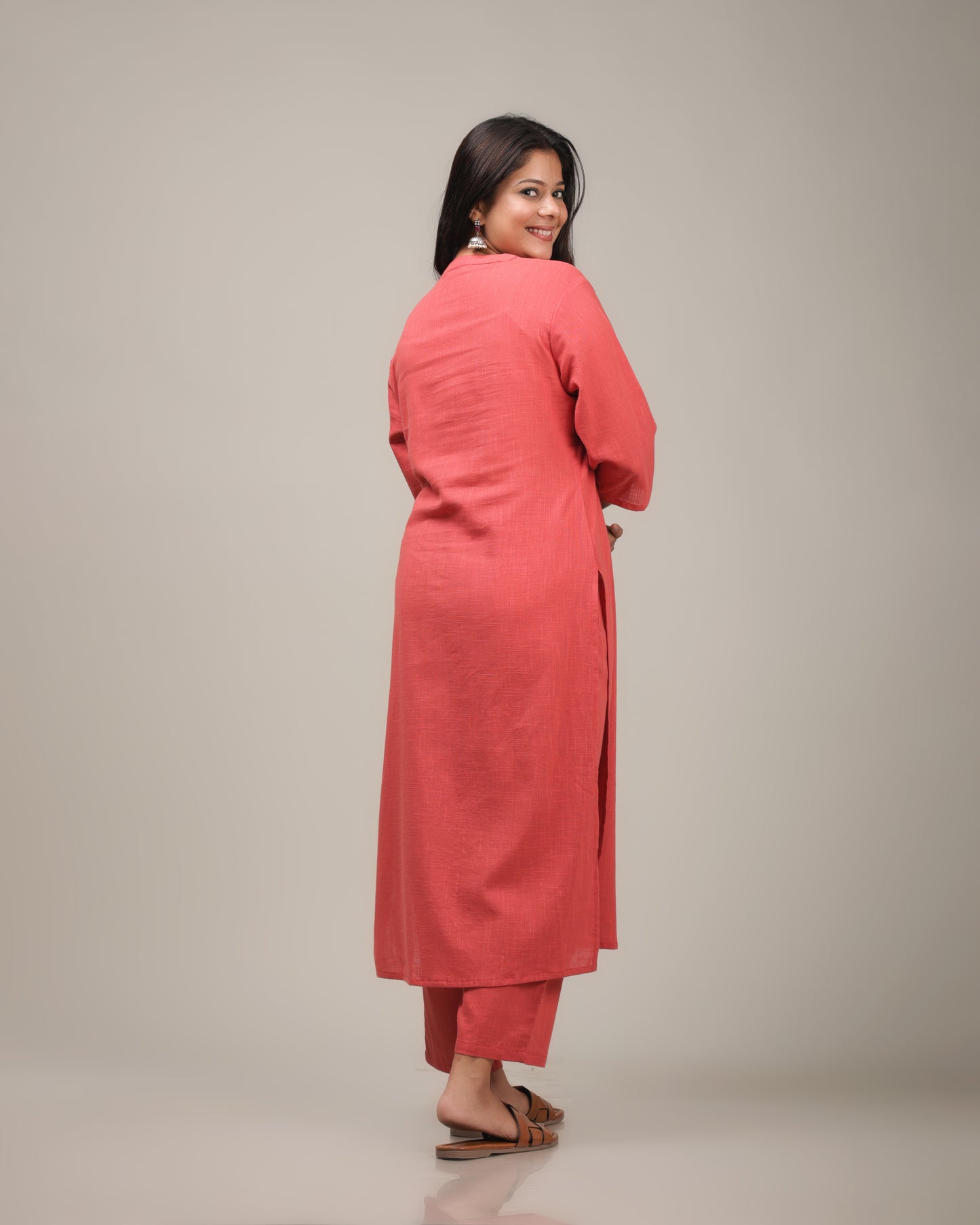 Women's Cotton Orange Straight Kurta