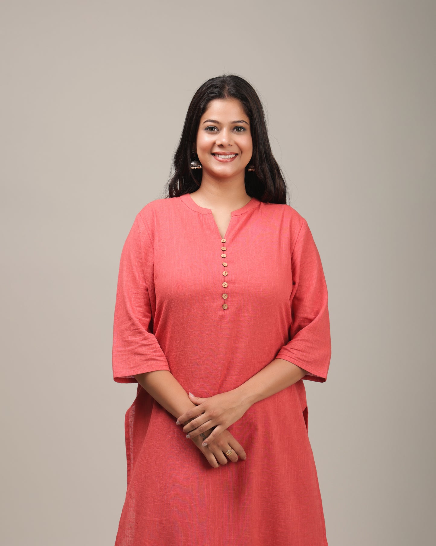 Women's Cotton Orange Straight Kurta