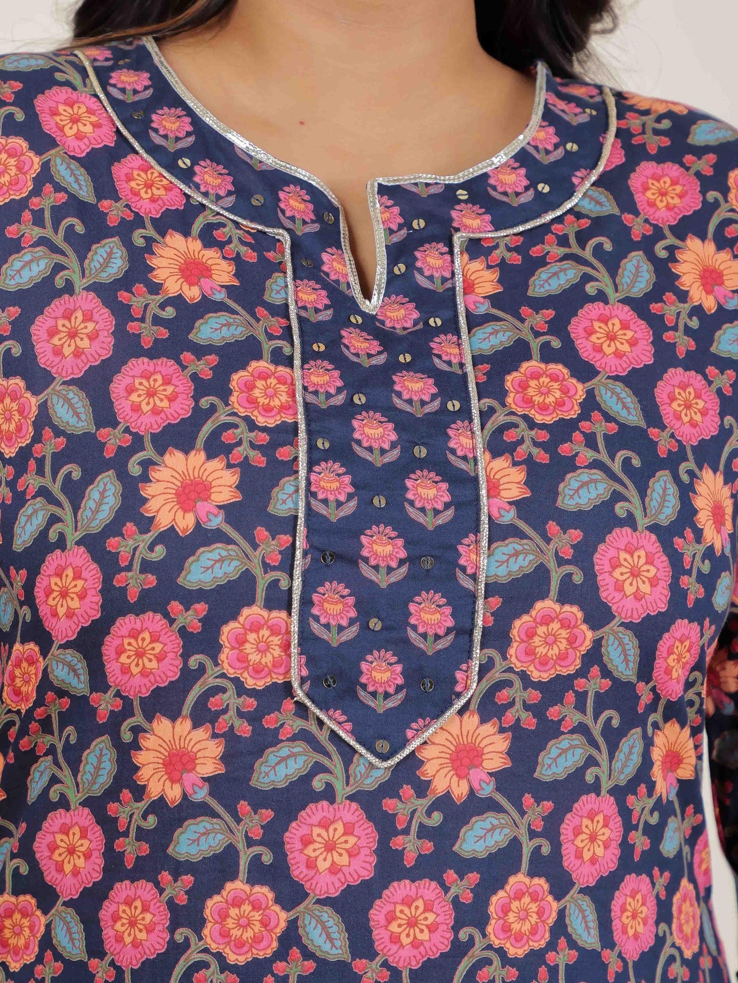 Women's Cotton Blue Straight Kurta