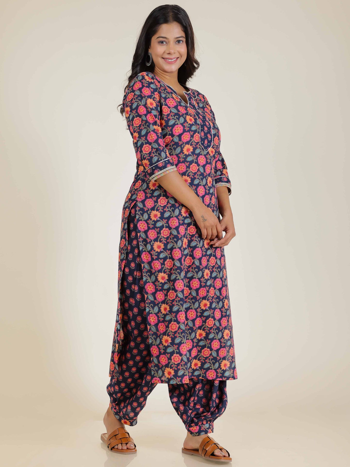 Women's Cotton Blue Straight Kurta