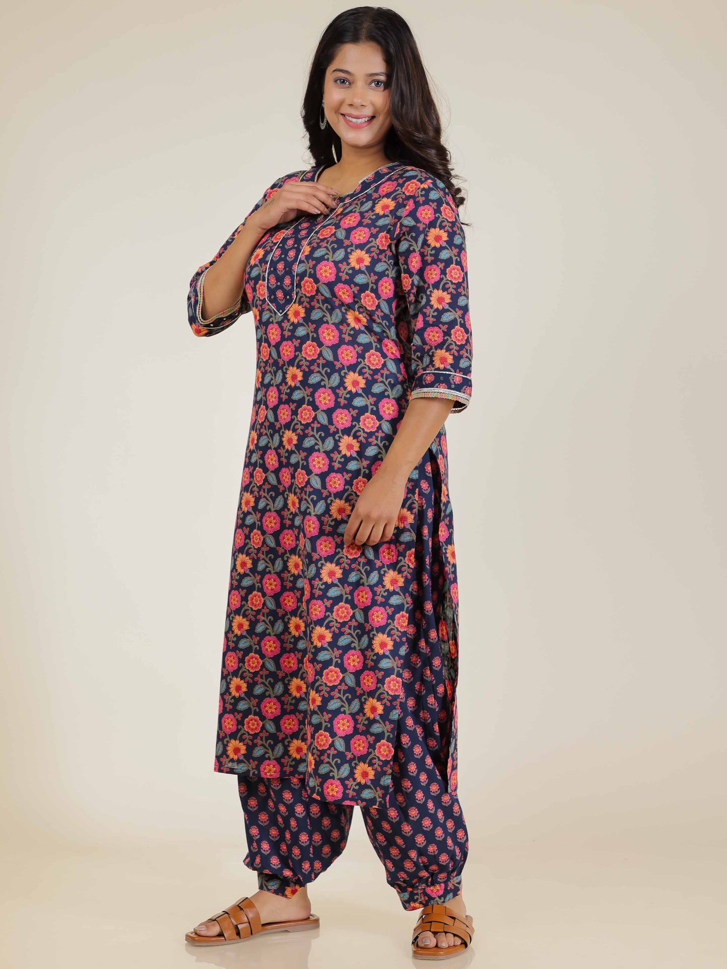 Women's Cotton Blue Straight Kurta
