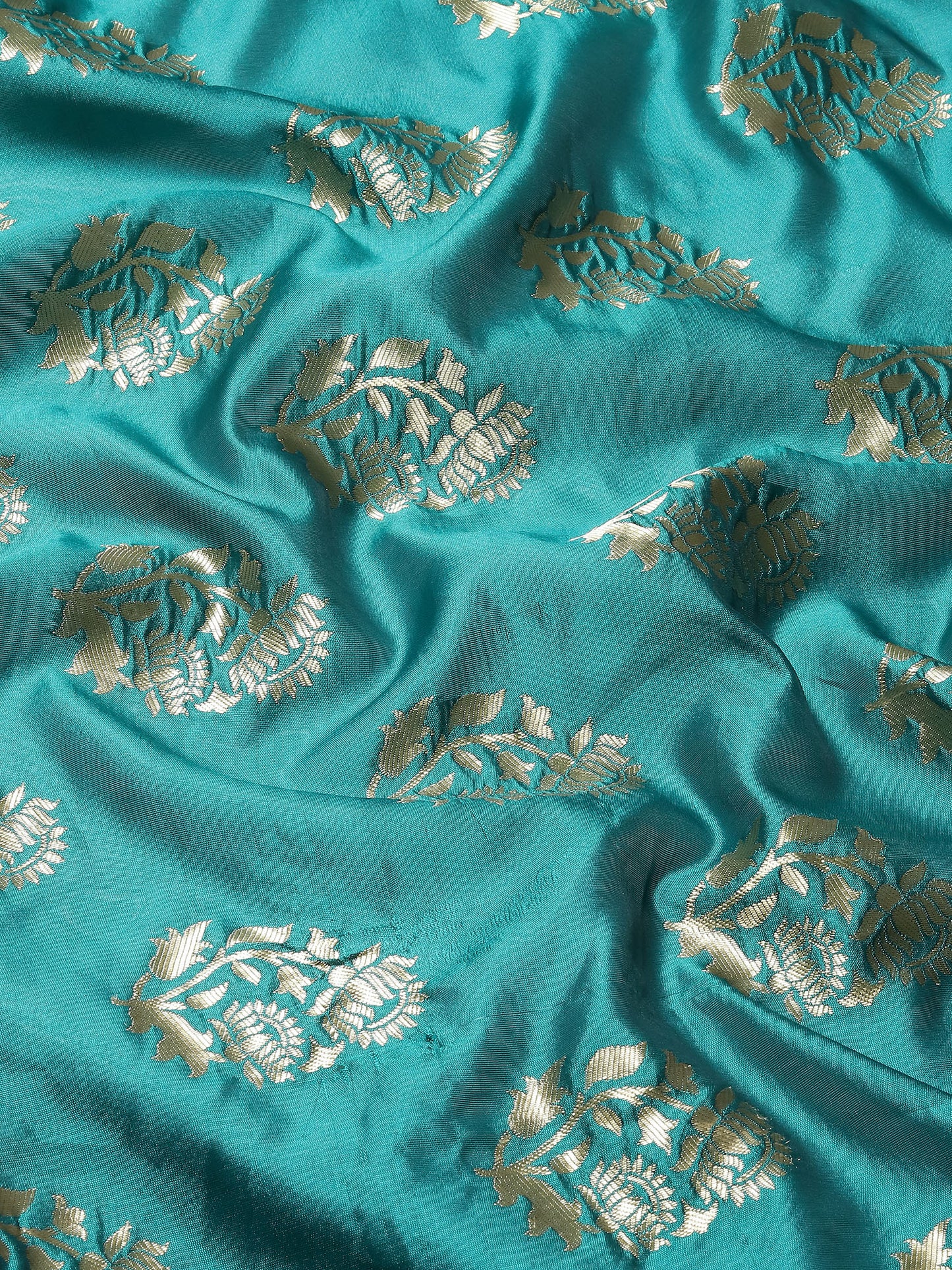 Women's Silk Blend Teal blue Woven Design Designer Saree With Blouse Piece