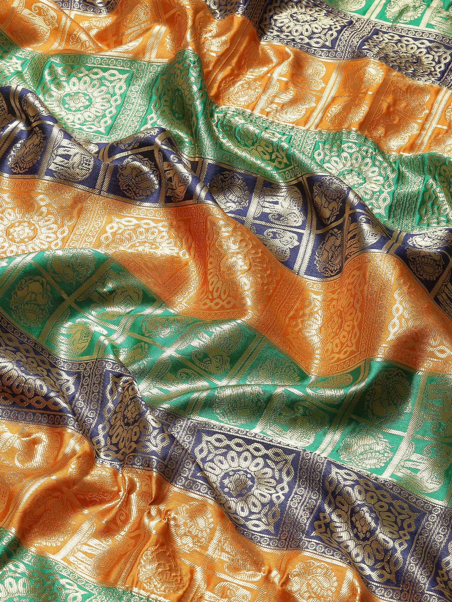 Women's Silk Blend Multicolored Woven Design Designer Saree With Blouse Piece