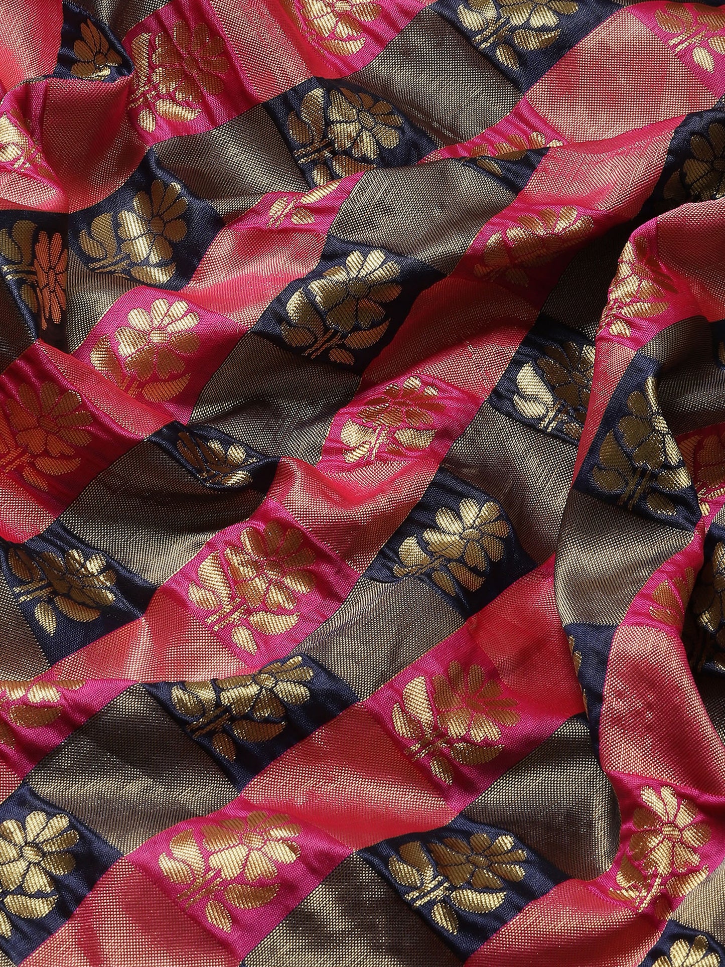 Women's Silk Blend Navy Blue Woven Design Designer Saree With Blouse Piece