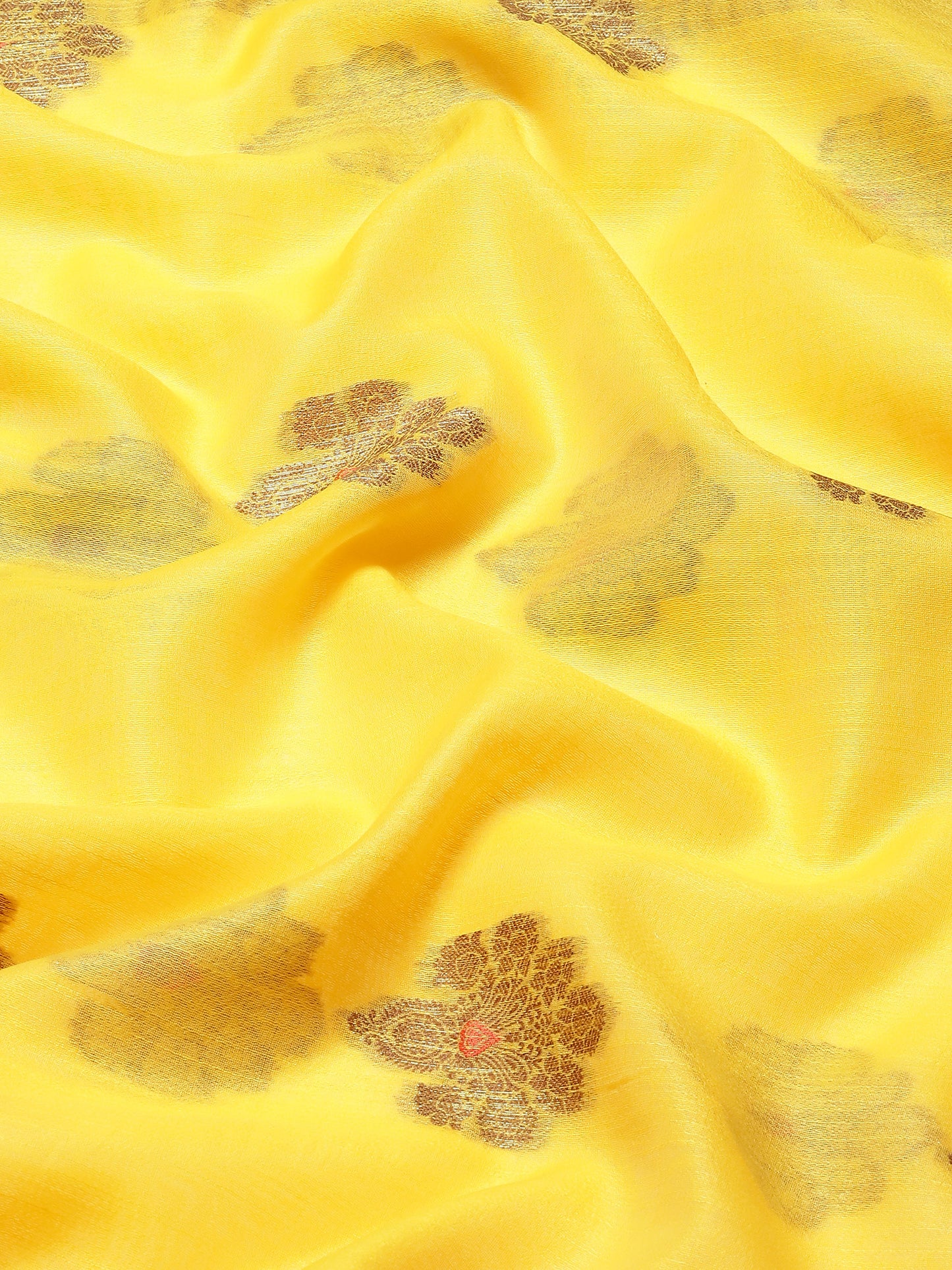 Women's Silk Blend Yellow Woven Design Designer Saree With Blouse Piece