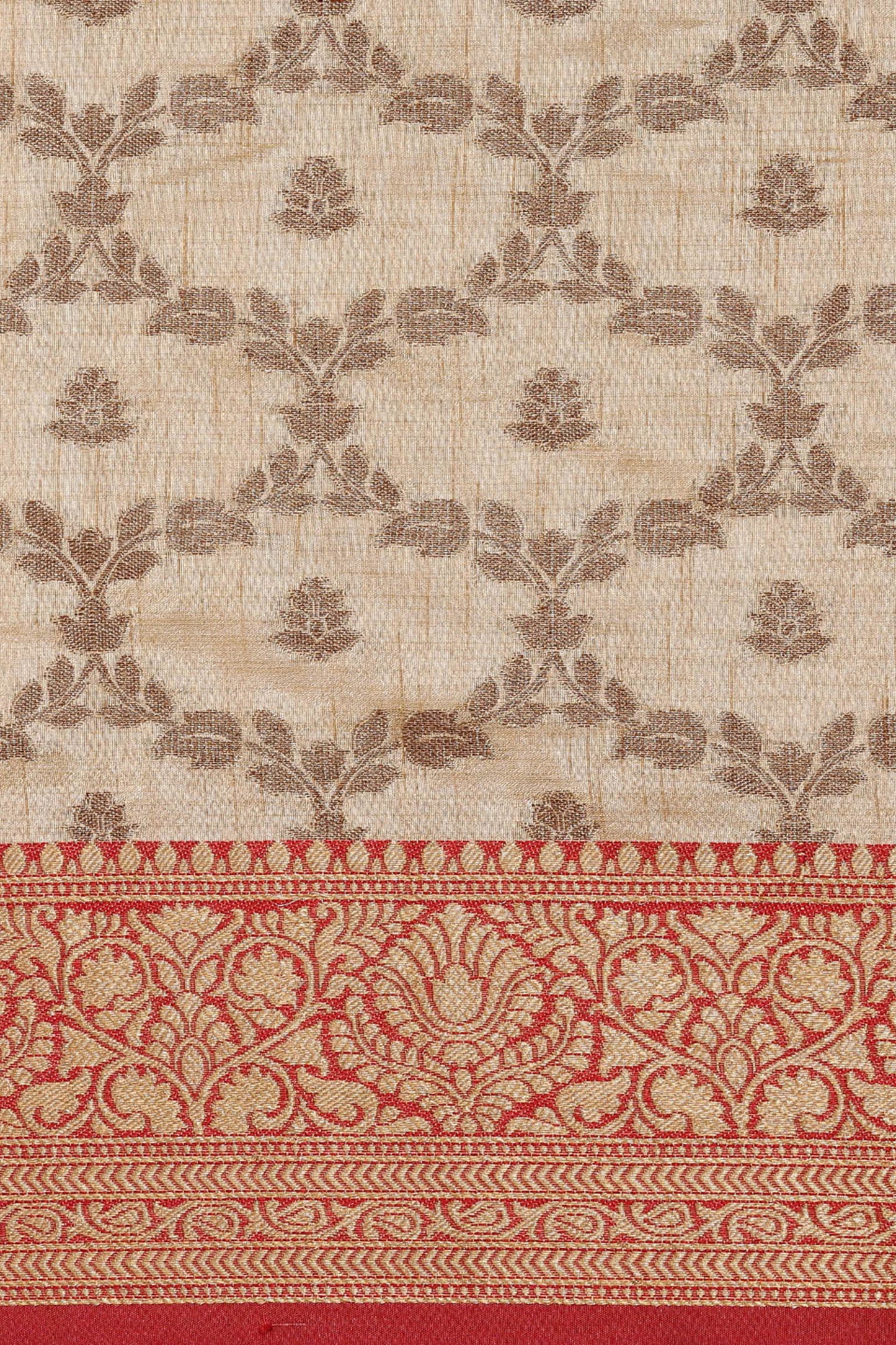Dhiyona GR Women's Aarya Latte Beige Zari Woven Design Banarasi Pure Cotton Saree
