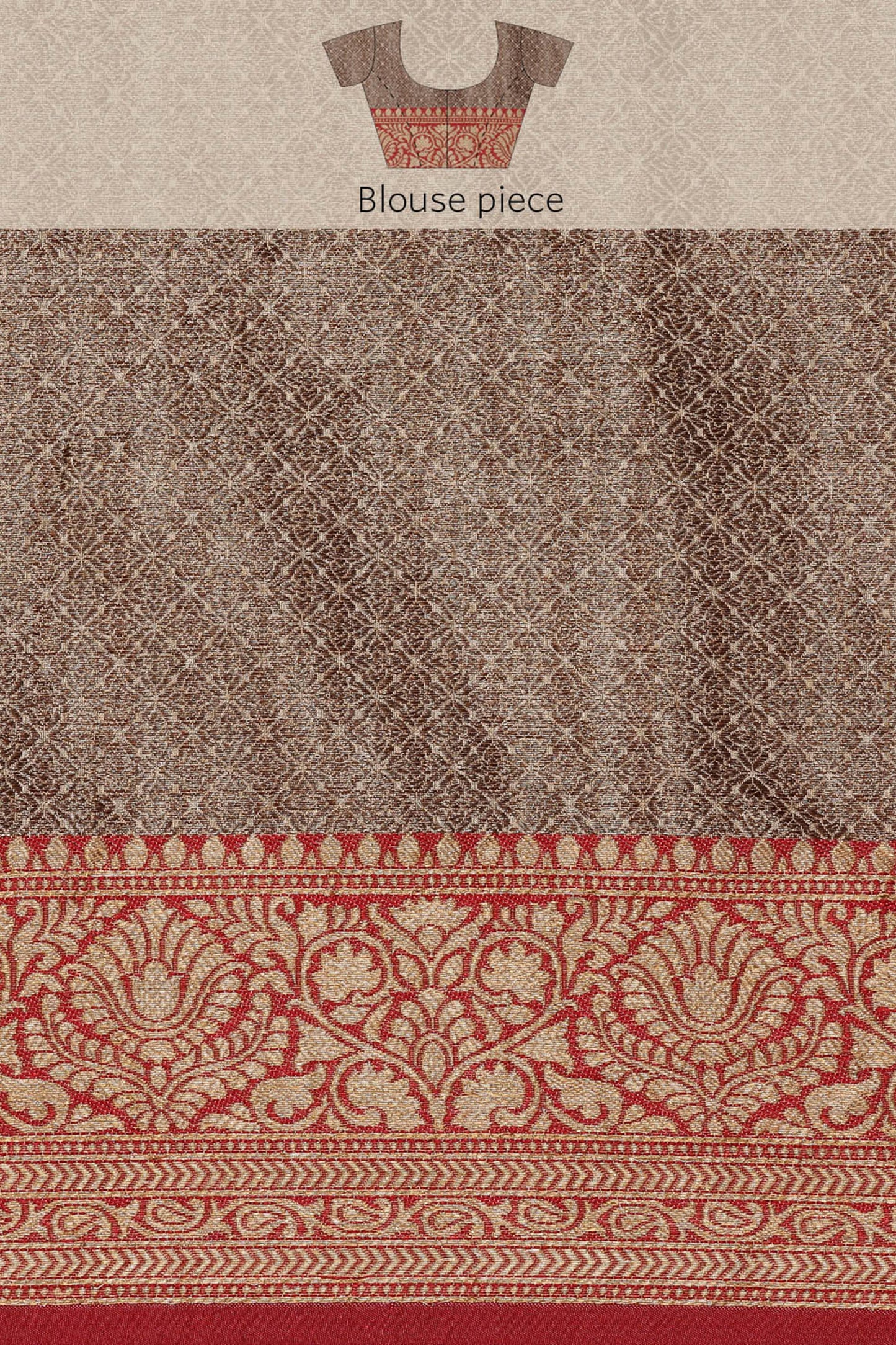 Dhiyona GR Women's Aarya Latte Beige Zari Woven Design Banarasi Pure Cotton Saree