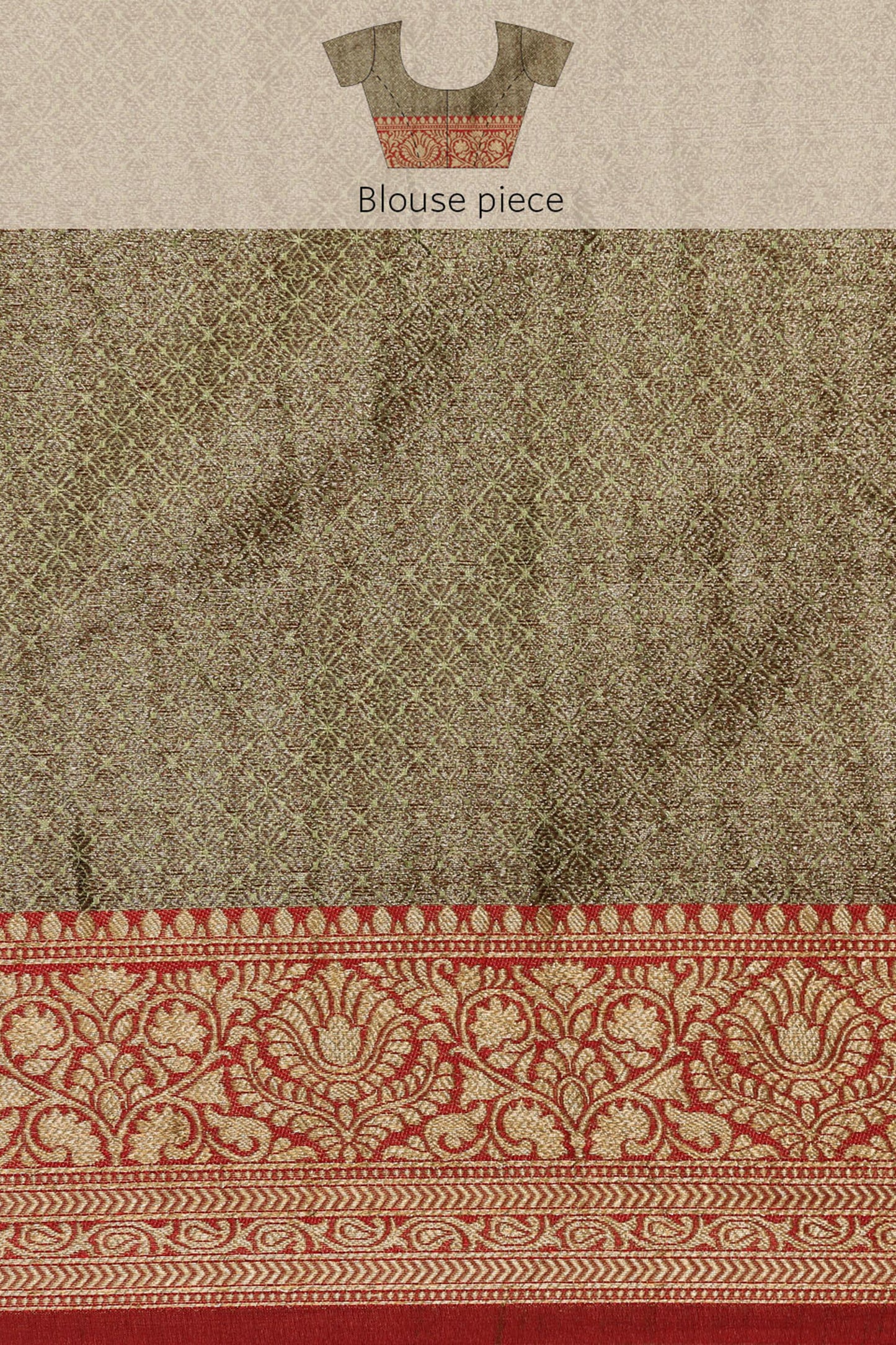 Dhiyona GR Women's Aarya Pear Green Zari Woven Design Banarasi Pure Cotton Saree