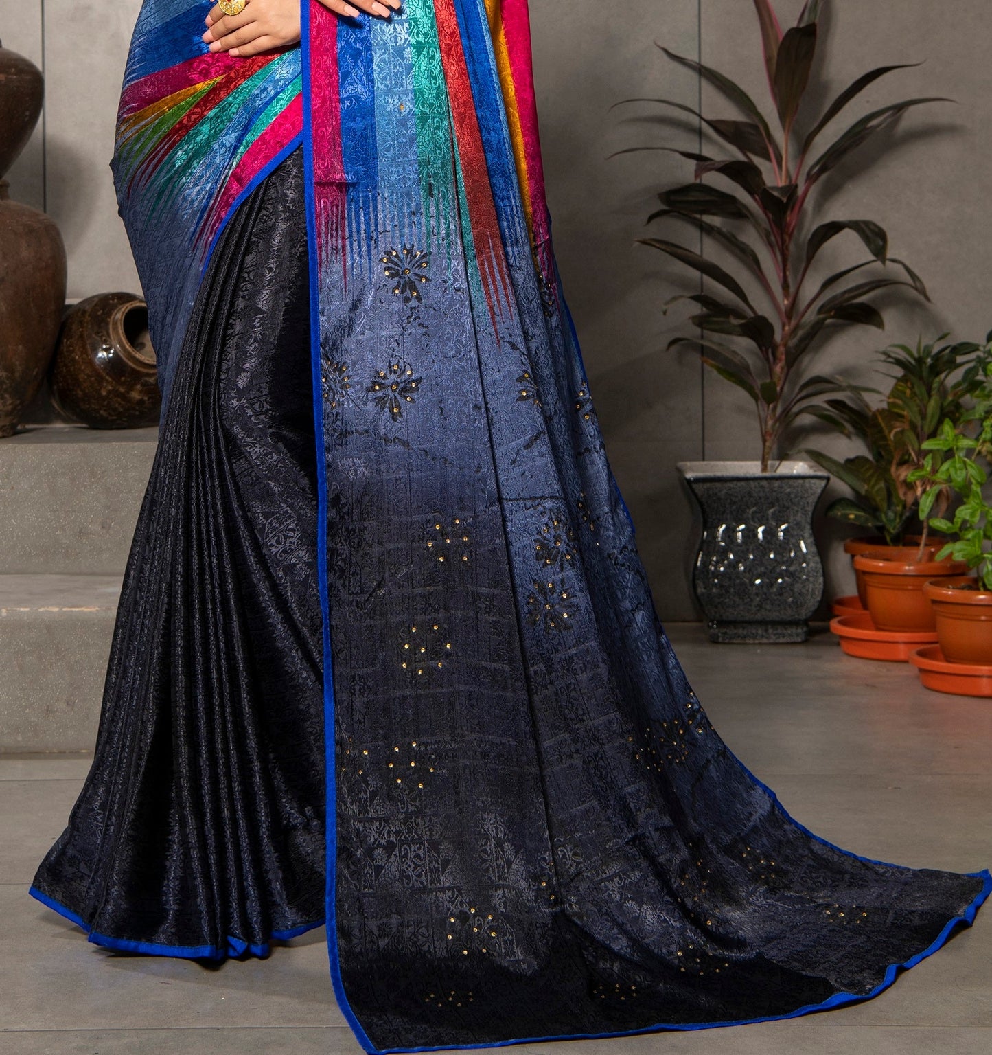 Dhiyona GR Women's Aastha Multicolour Silk Blend Digital Print Saree