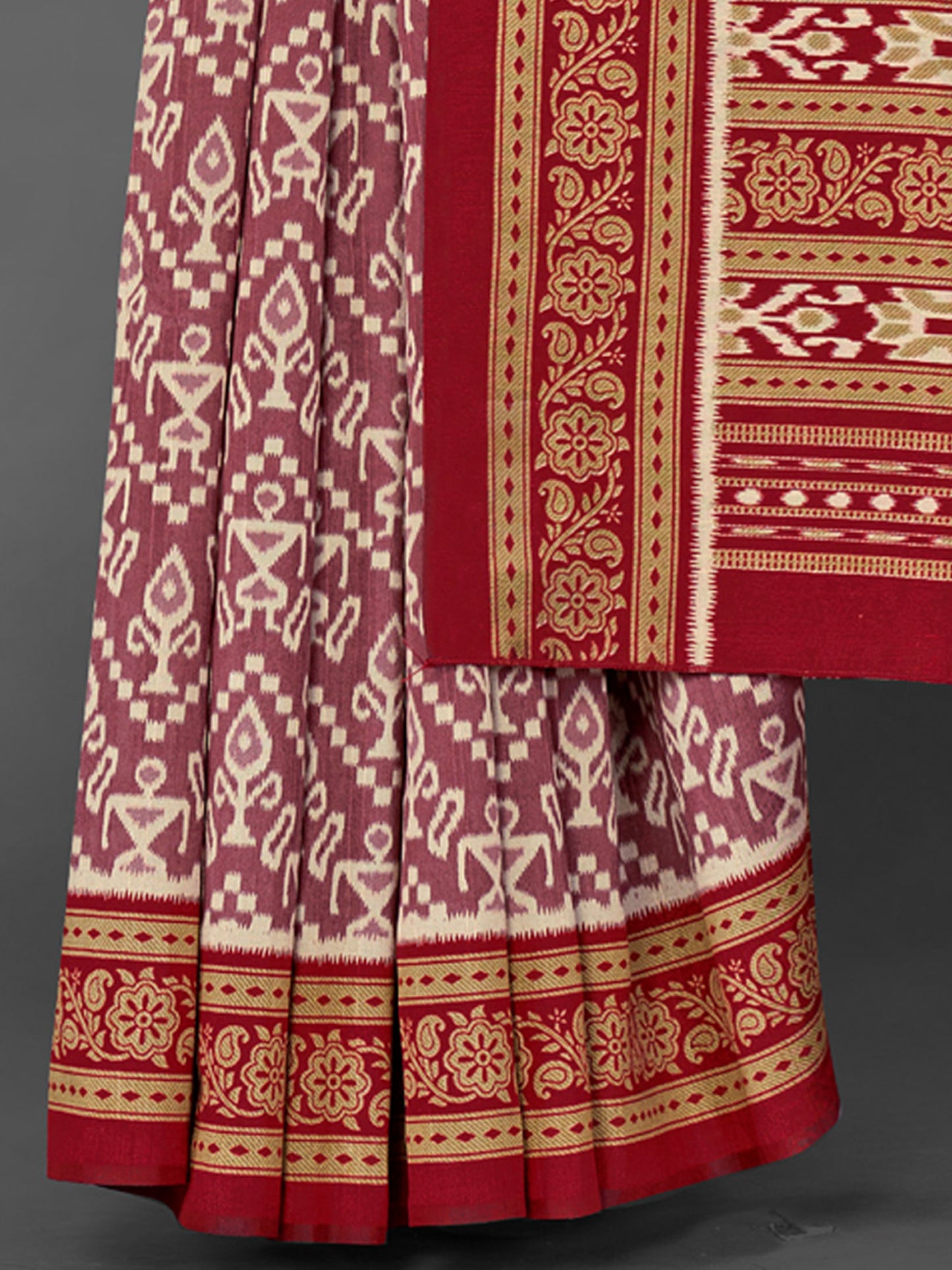 Women's Bhagalpuri Silk Mauve Printed Designer Saree With Blouse Piece