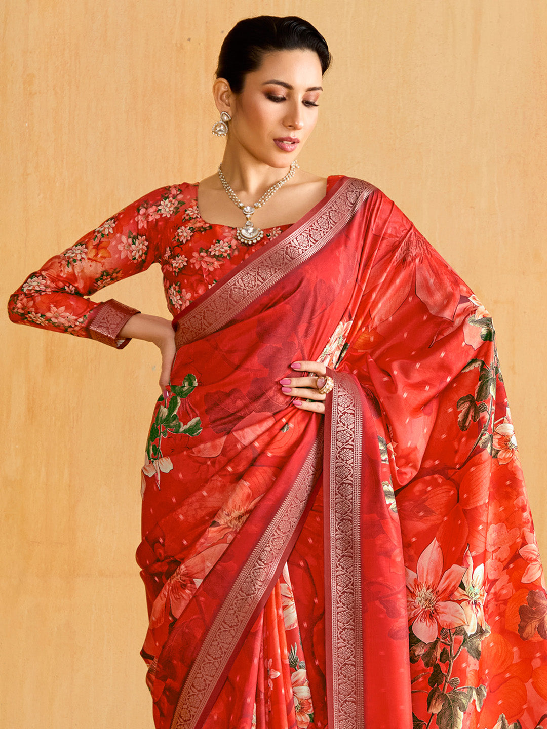Women's Tussar Silk Red Woven Design Designer Saree With Blouse Piece