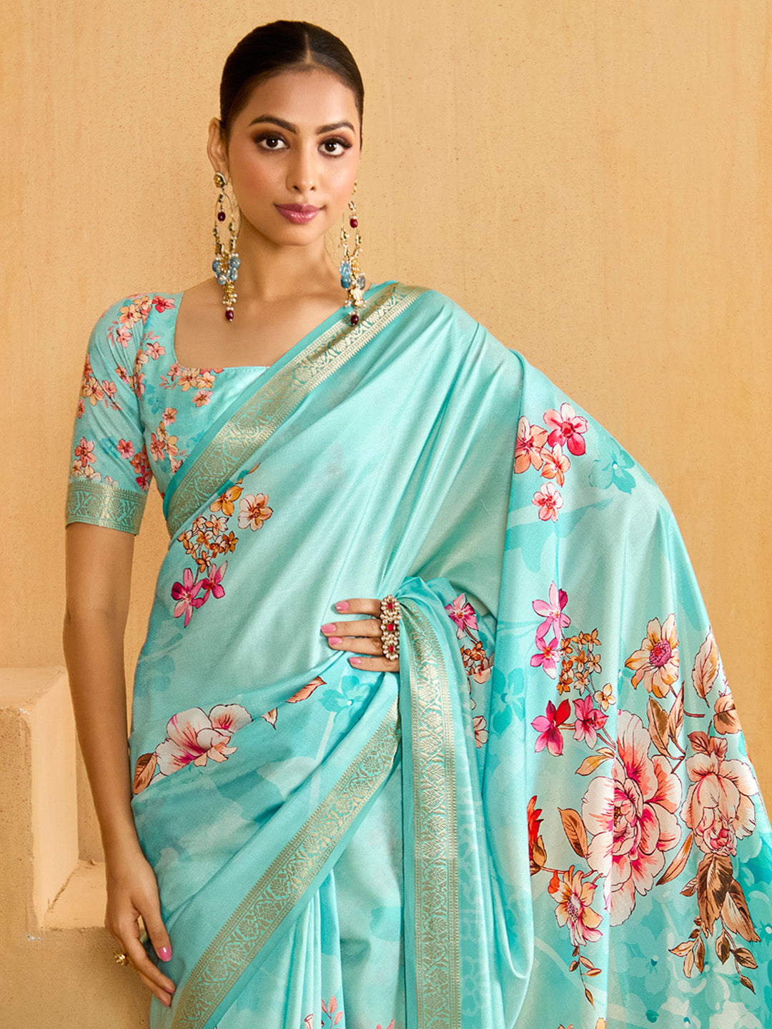Women's Tussar Silk Light Blue Woven Design Designer Saree With Blouse Piece