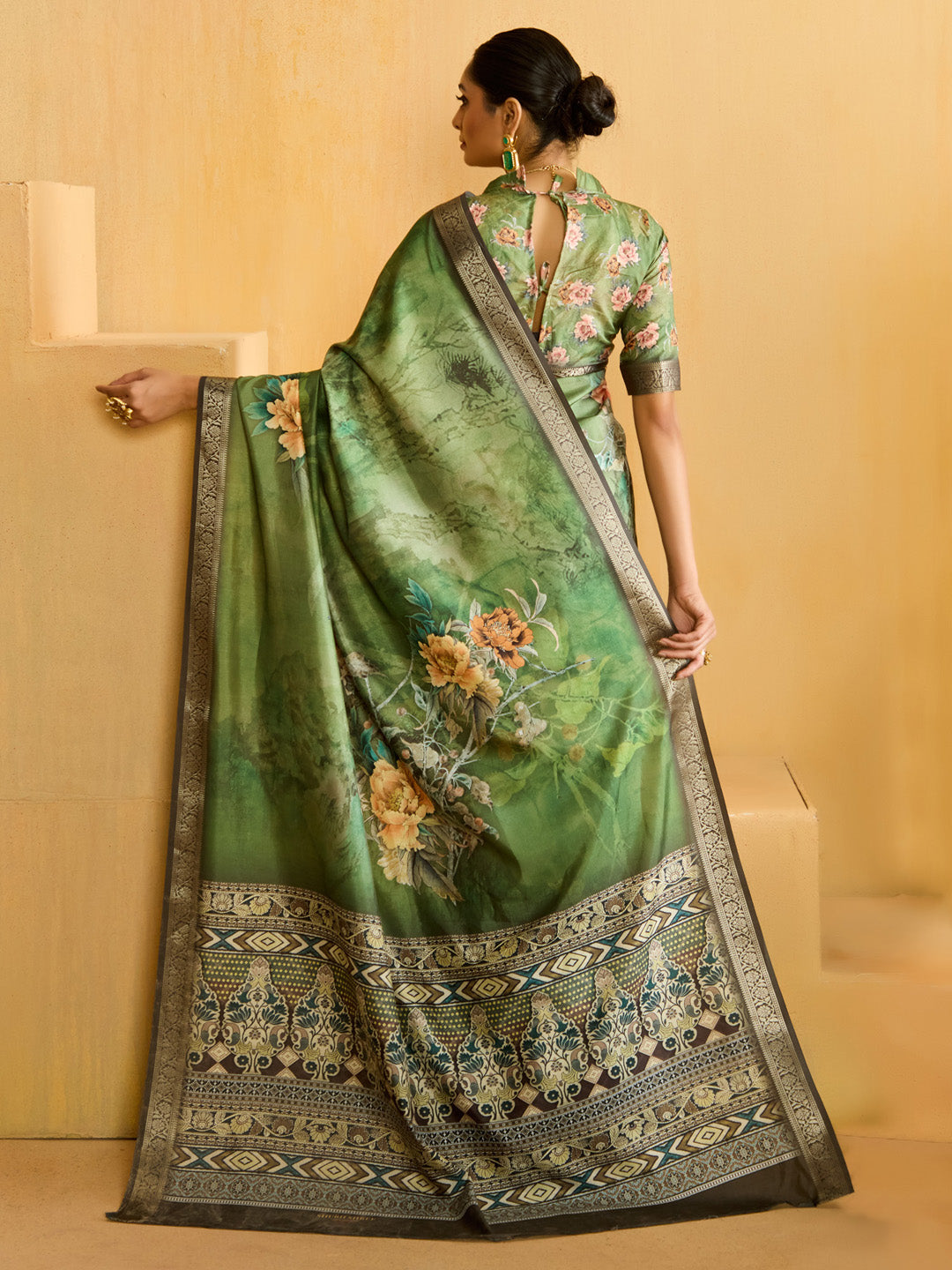 Women's Tussar Silk Light Green Woven Design Designer Saree With Blouse Piece