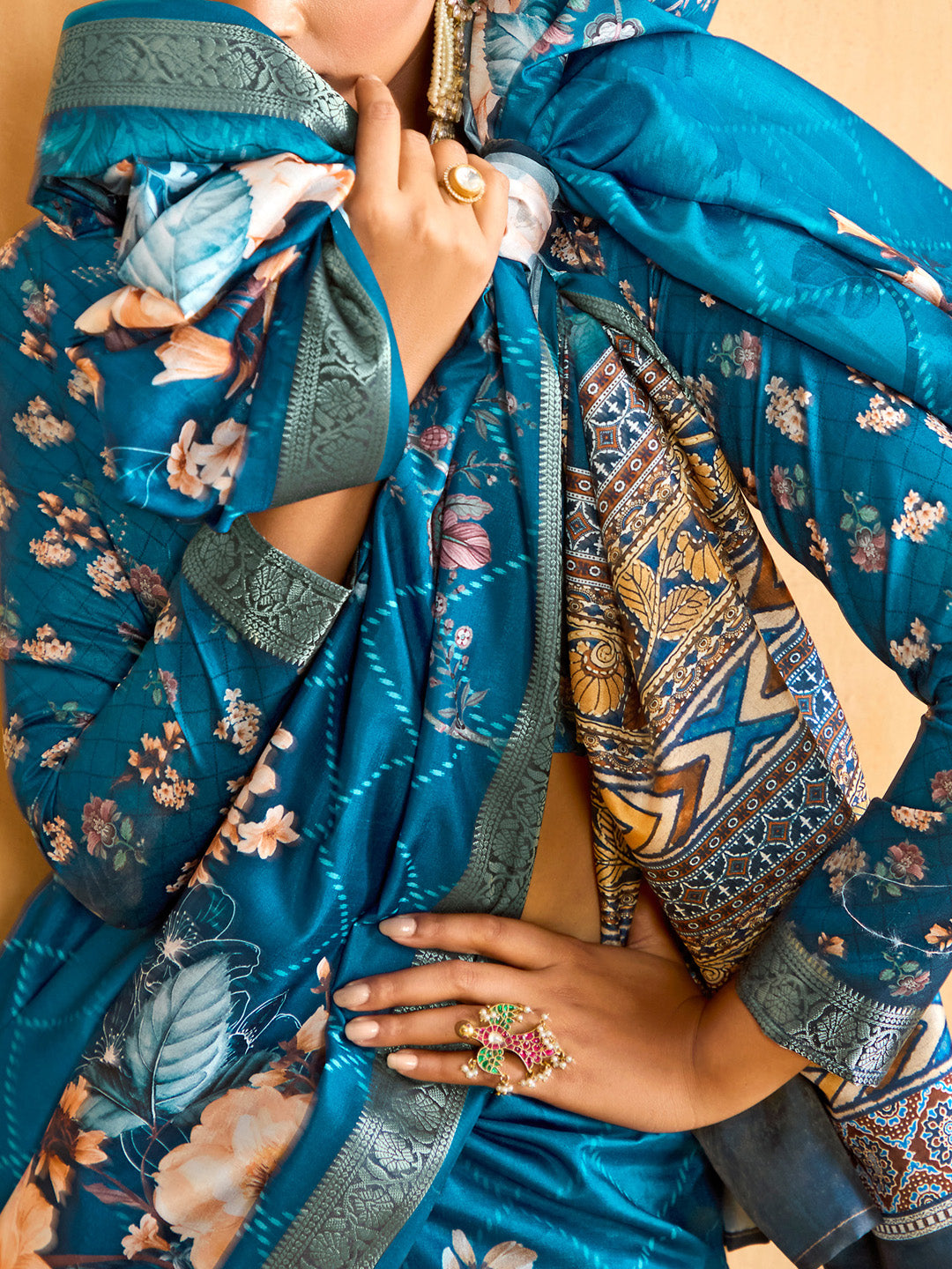 Women's Tussar Silk Blue Woven Design Designer Saree With Blouse Piece