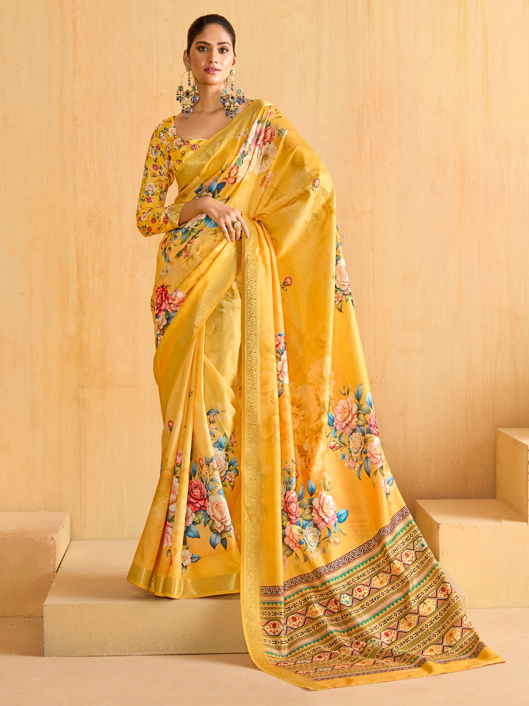 Women's Tussar Silk Yellow Woven Design Designer Saree With Blouse Piece