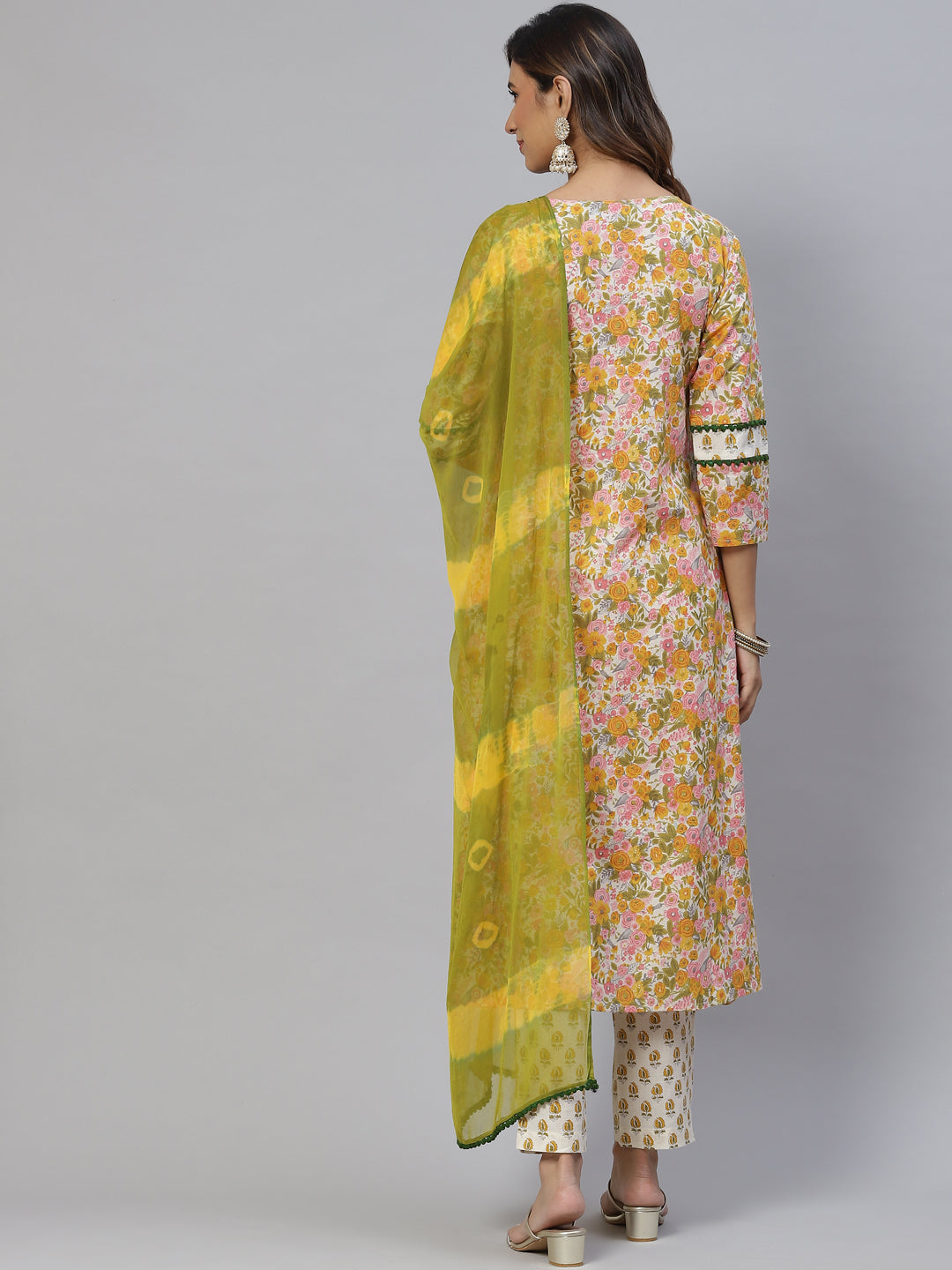 Dhiyona RV Women's Jaipuri Straight Side Slit Kurta Set With Dupatta