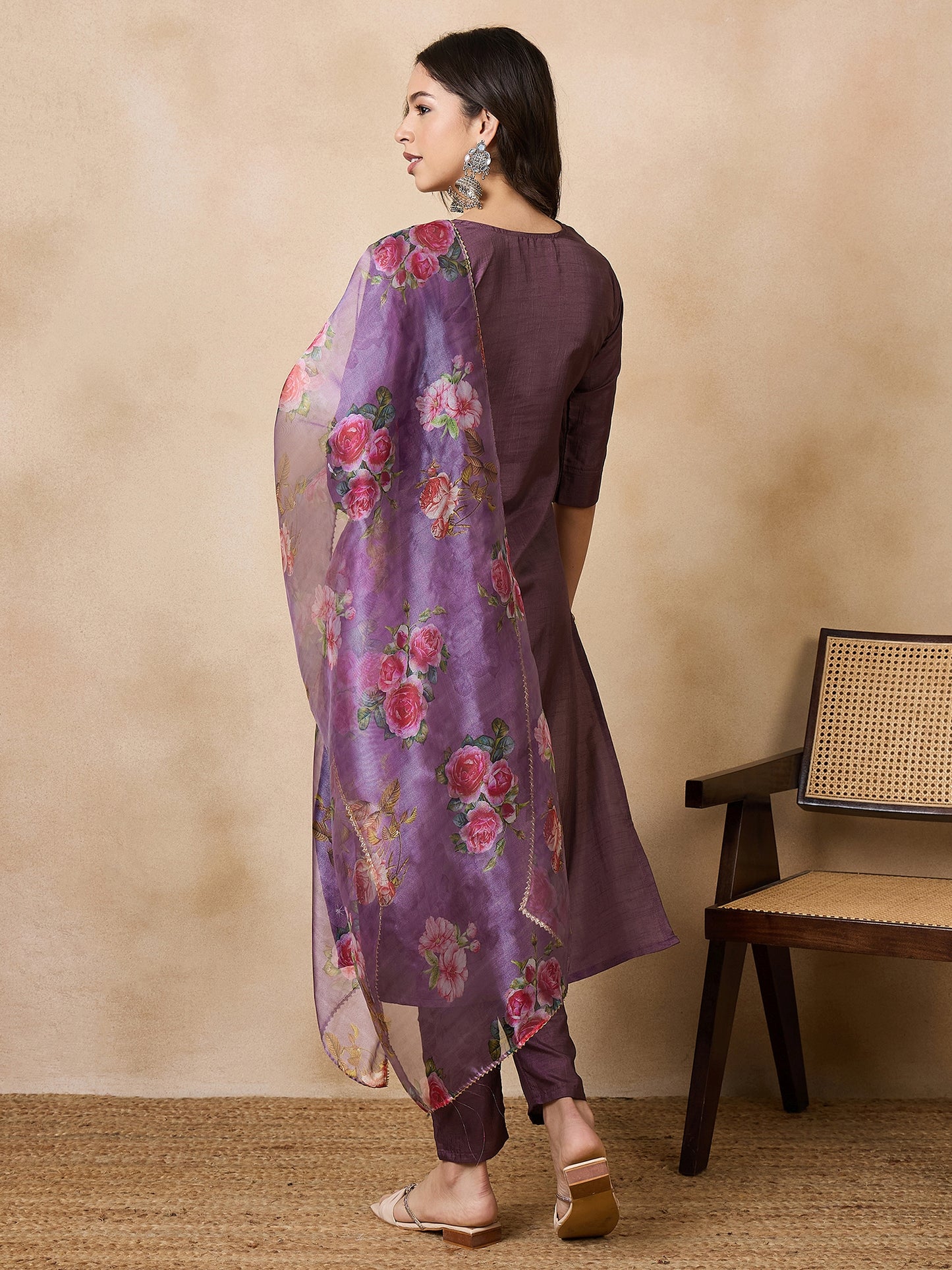 Dhiyona RV Women's Sequin Embroidered Kurta set With Dupatta
