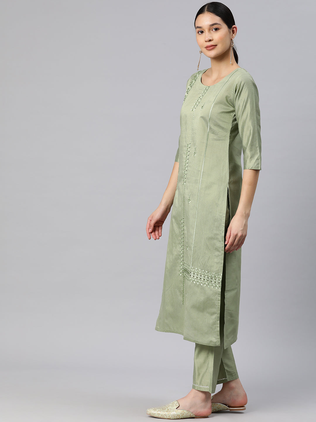Dhiyona RV Women's Art Silk Fabric Embroidered Kurta Set With Dupatta