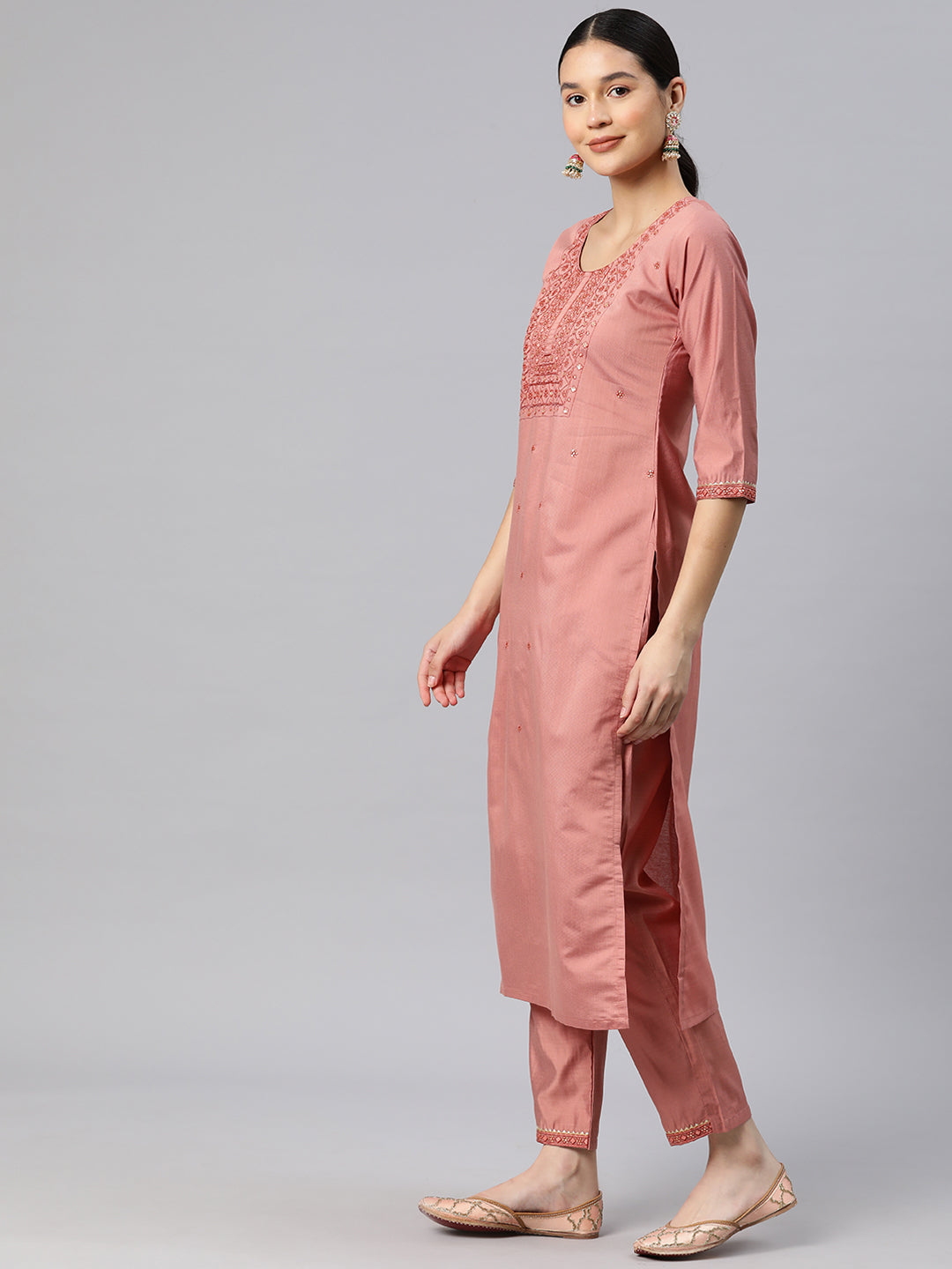 Dhiyona RV Women's Art Silk Fabric Embroidered Kurta Set With Dupatta