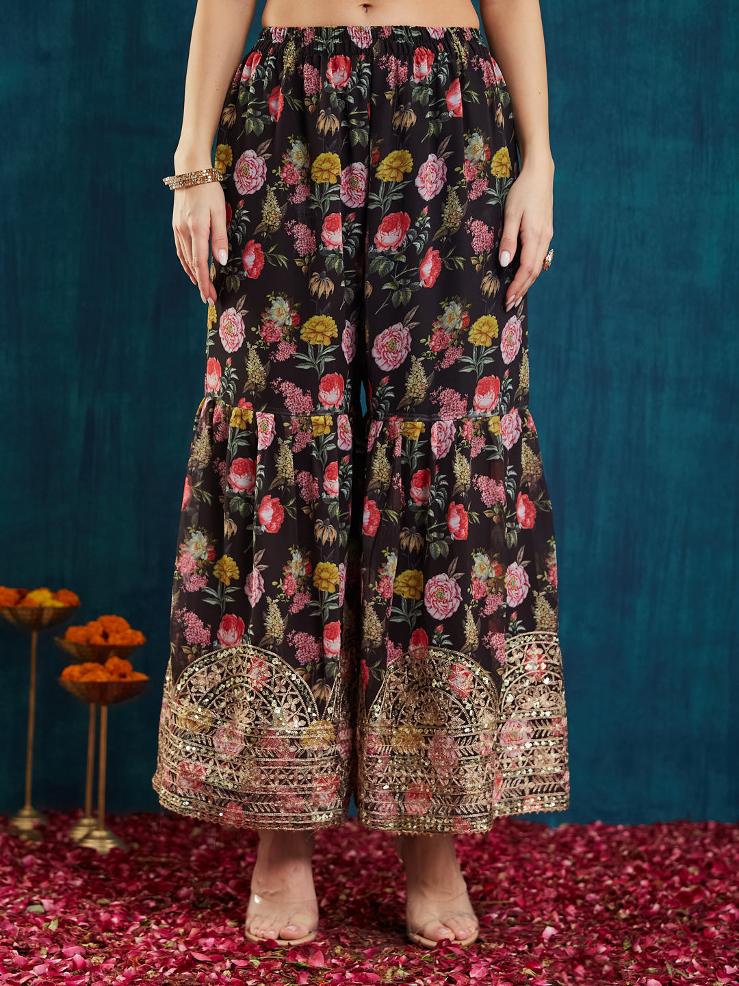 Dhiyona RV Women's Faux Georgette Fabric Zari Sequence embroidery Work Kurtaset With Dupatta