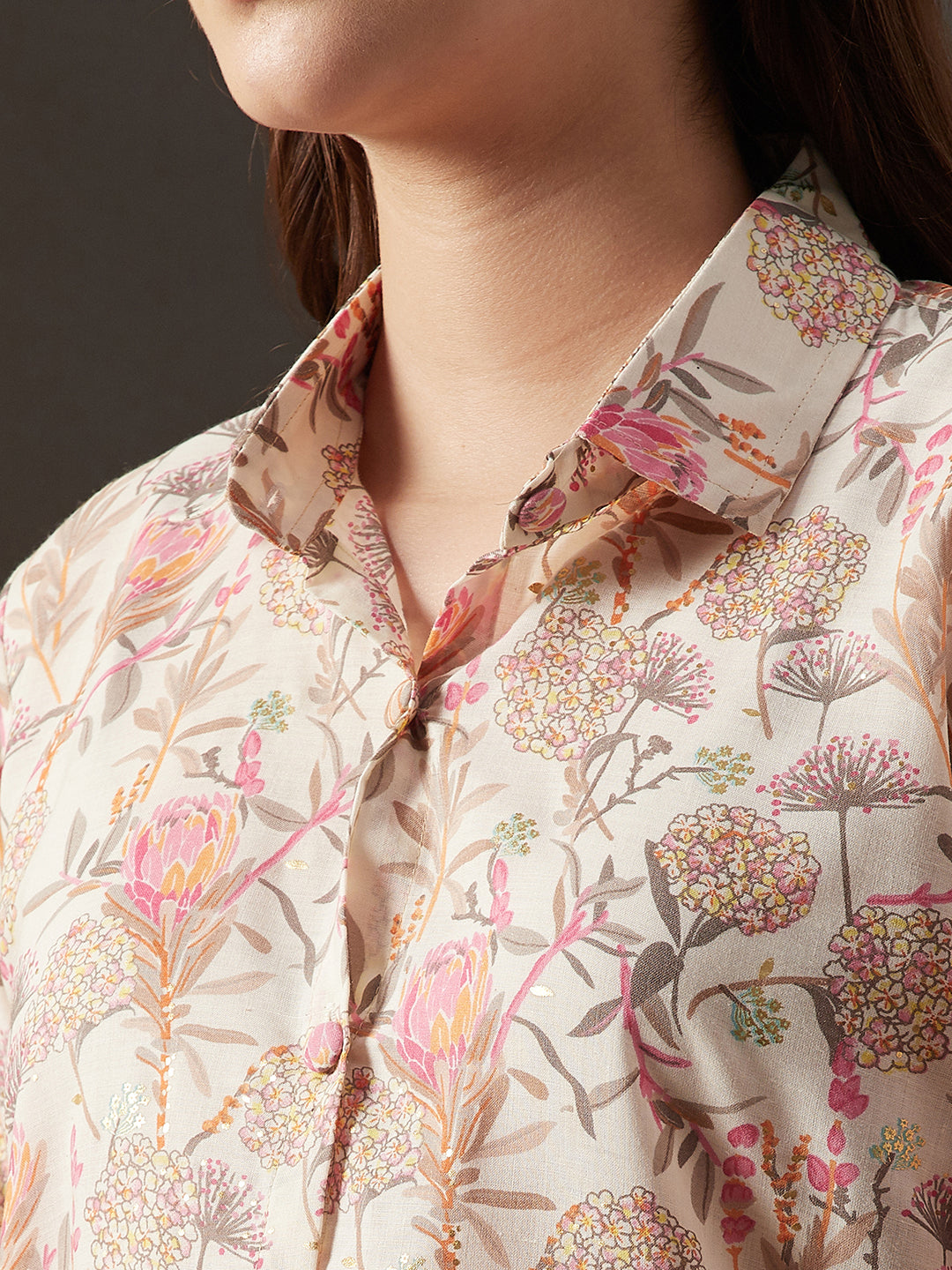 Dhiyona RV Women's Cotton Blend Fabric Machine Print Shirt With Pants