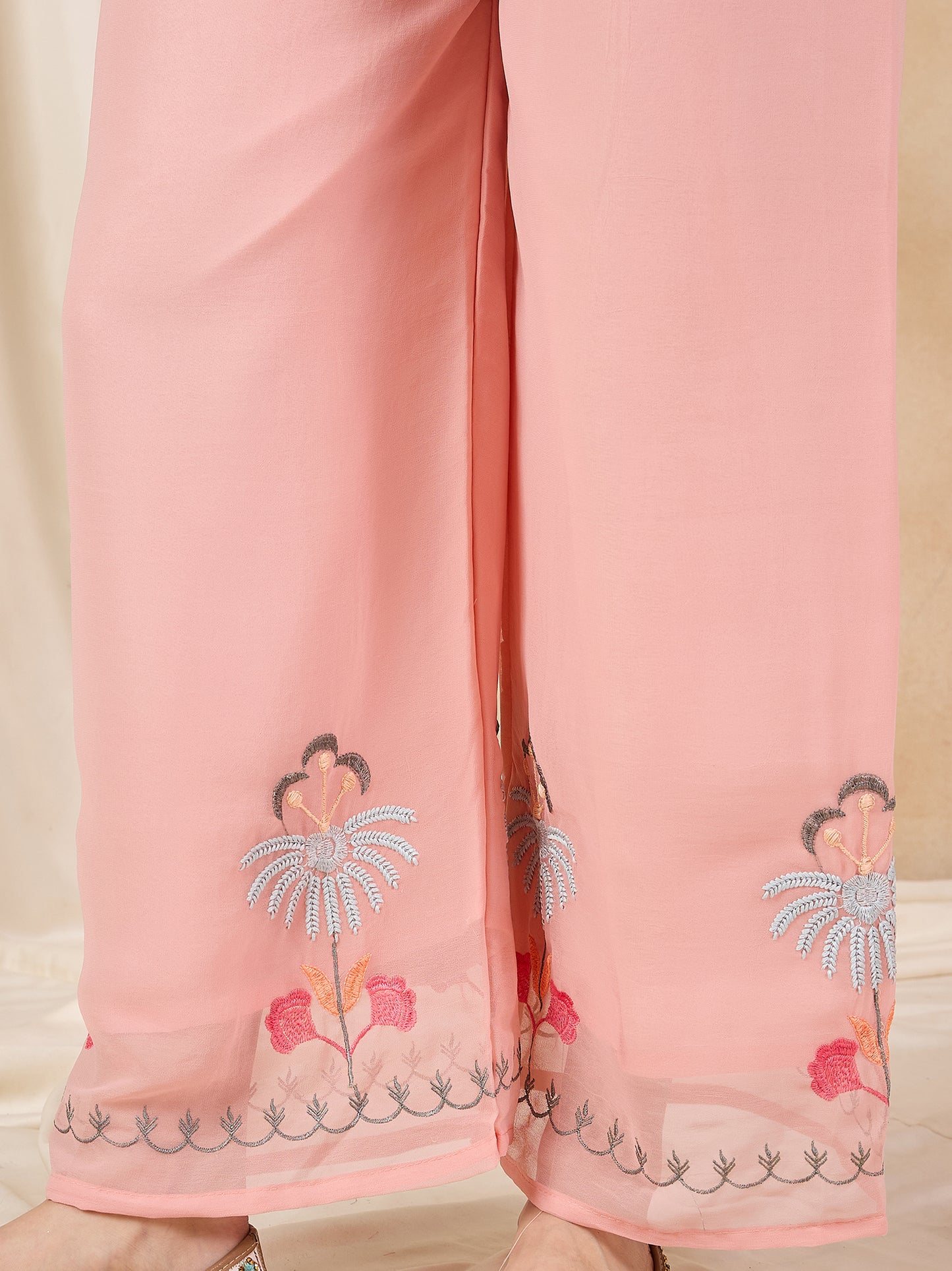 Dhiyona RV Women's Faux Georgette Fabric Thread Embroidery Kurta set With Dupatta