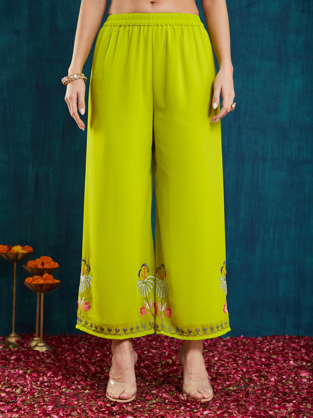 Dhiyona RV Women's Faux Georgette Fabric Thread Embroidery Kurta set With Dupatta